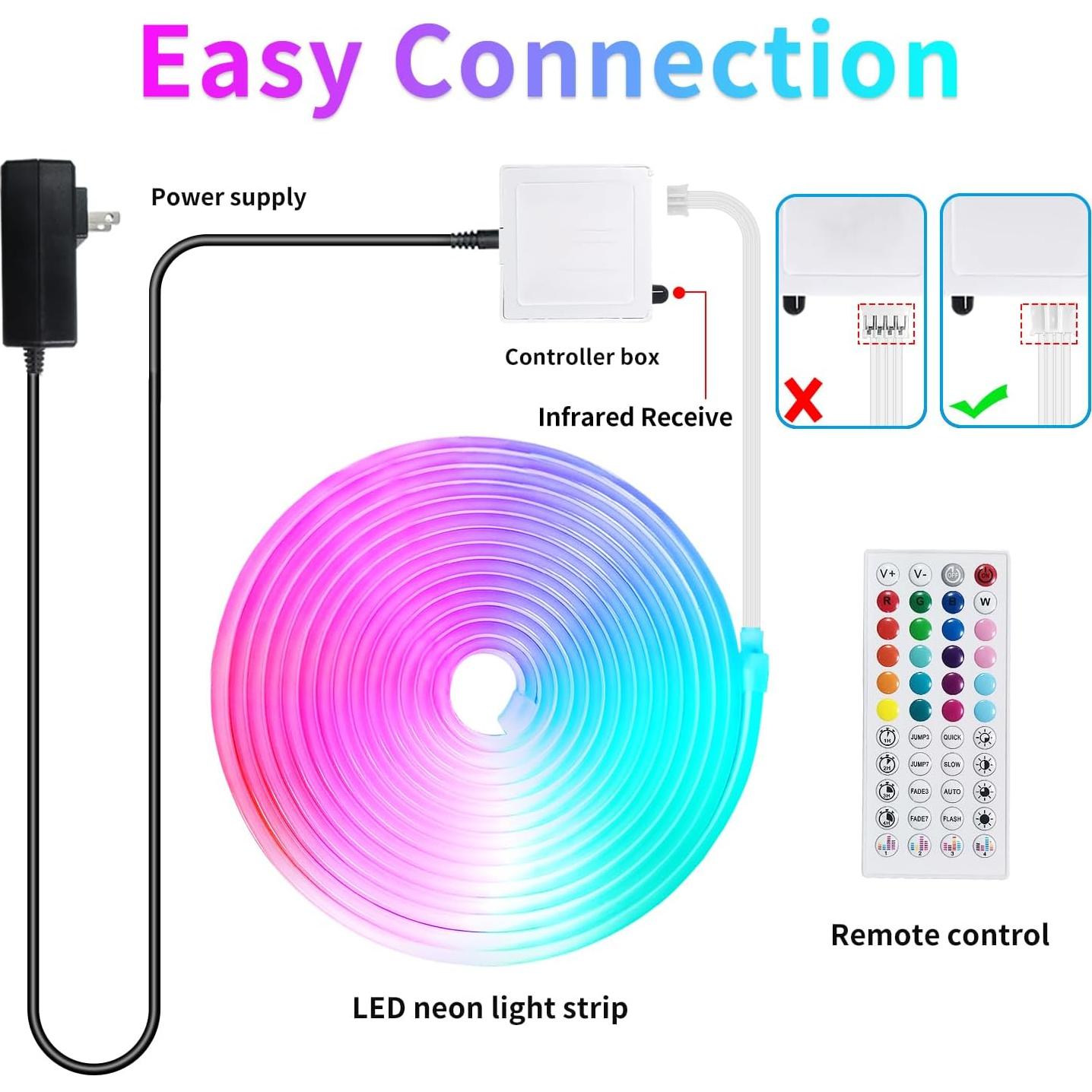 Luces de Cuerda LED Neón 9.98m Vimeepro RGB IP65 Control Remoto
