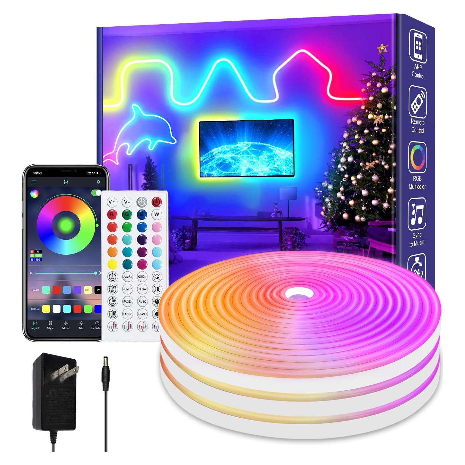 Luces de tira LED de neón RGB 50 pies Vimeepro IP65