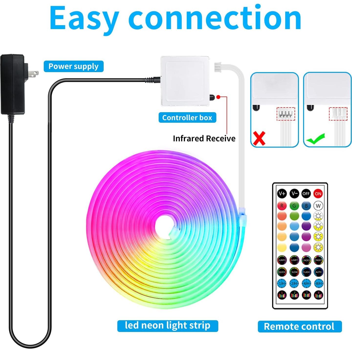 Tira de luces LED de neón 50 pies Segrass RGB IP65