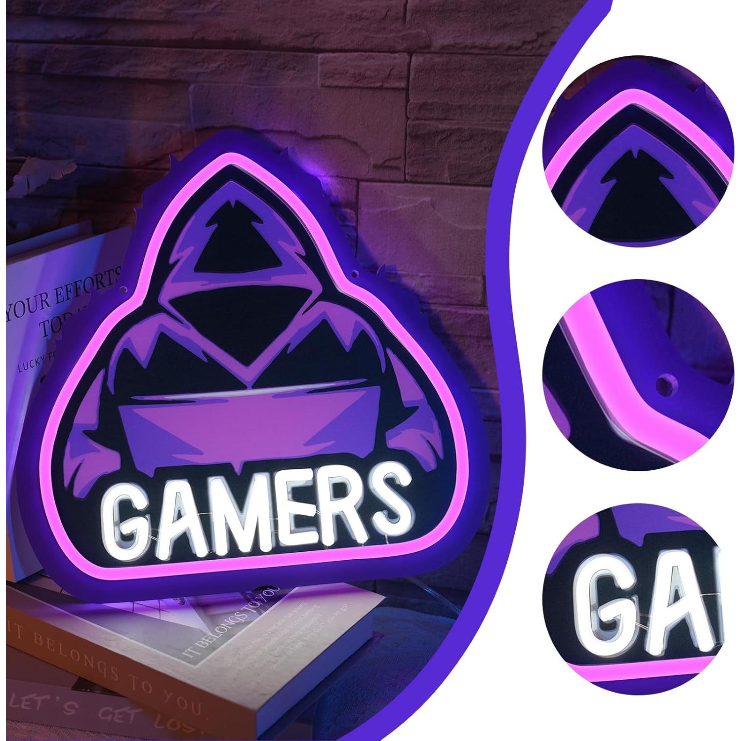 TEKXYZ UV Printed Gaming Neon Sign – LED Gamer Neon Lights for Room Decor, Perfect Video Game Wall Decor for Boys’ Bedrooms, Best Gifts for Teenage Gamers