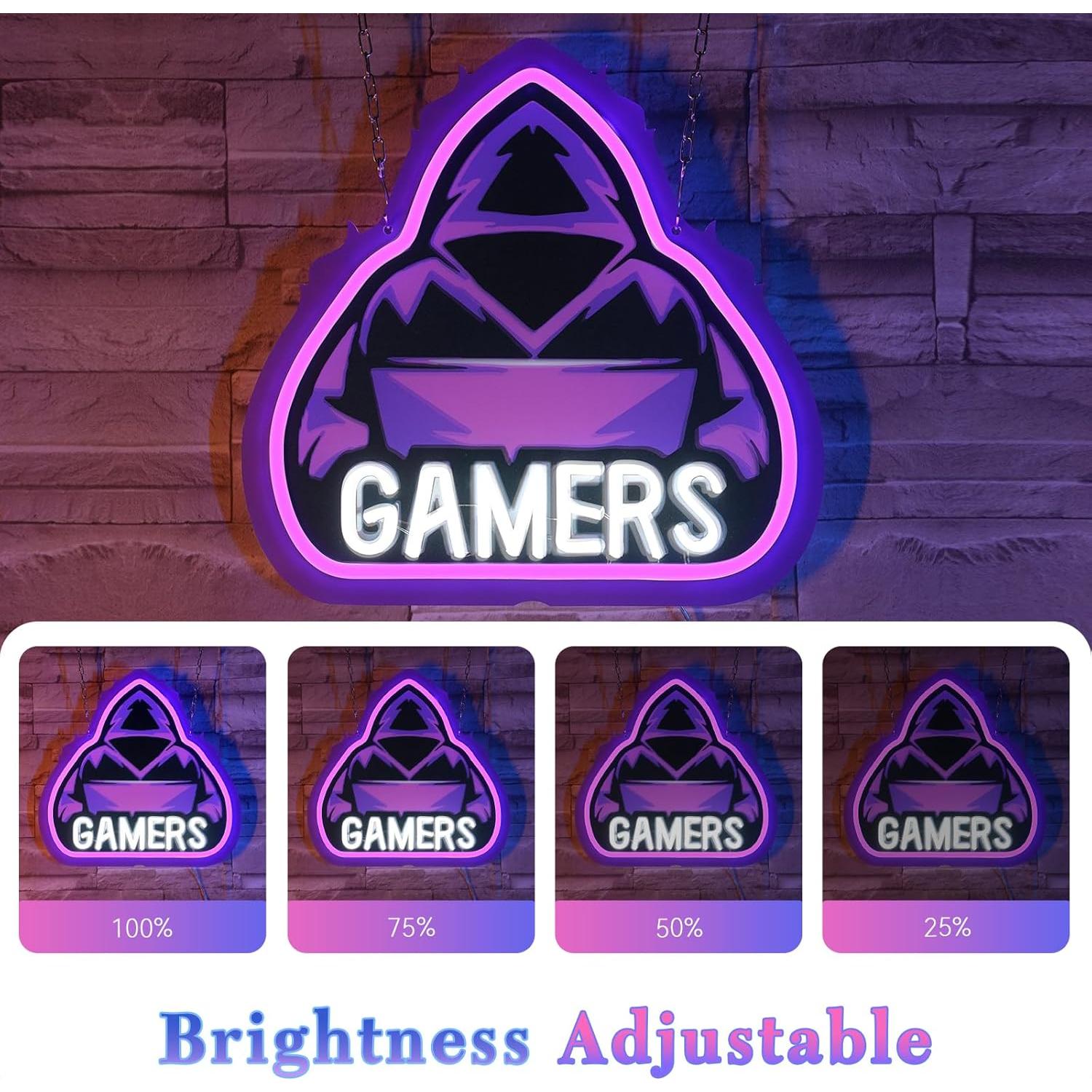 TEKXYZ UV Printed Gaming Neon Sign – LED Gamer Neon Lights for Room Decor, Perfect Video Game Wall Decor for Boys’ Bedrooms, Best Gifts for Teenage Gamers