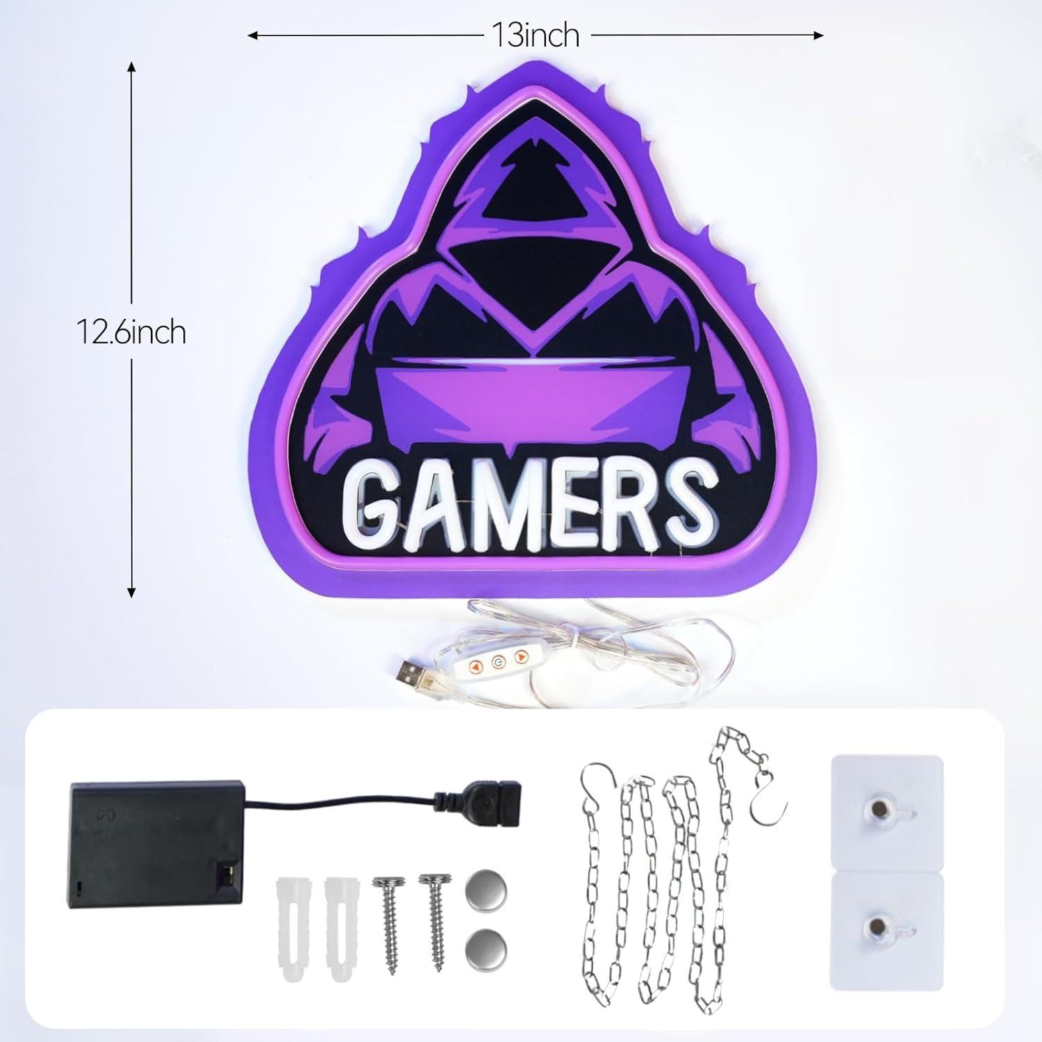 TEKXYZ UV Printed Gaming Neon Sign – LED Gamer Neon Lights for Room Decor, Perfect Video Game Wall Decor for Boys’ Bedrooms, Best Gifts for Teenage Gamers