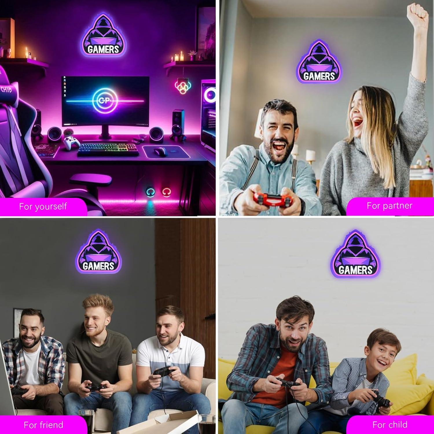 TEKXYZ UV Printed Gaming Neon Sign – LED Gamer Neon Lights for Room Decor, Perfect Video Game Wall Decor for Boys’ Bedrooms, Best Gifts for Teenage Gamers