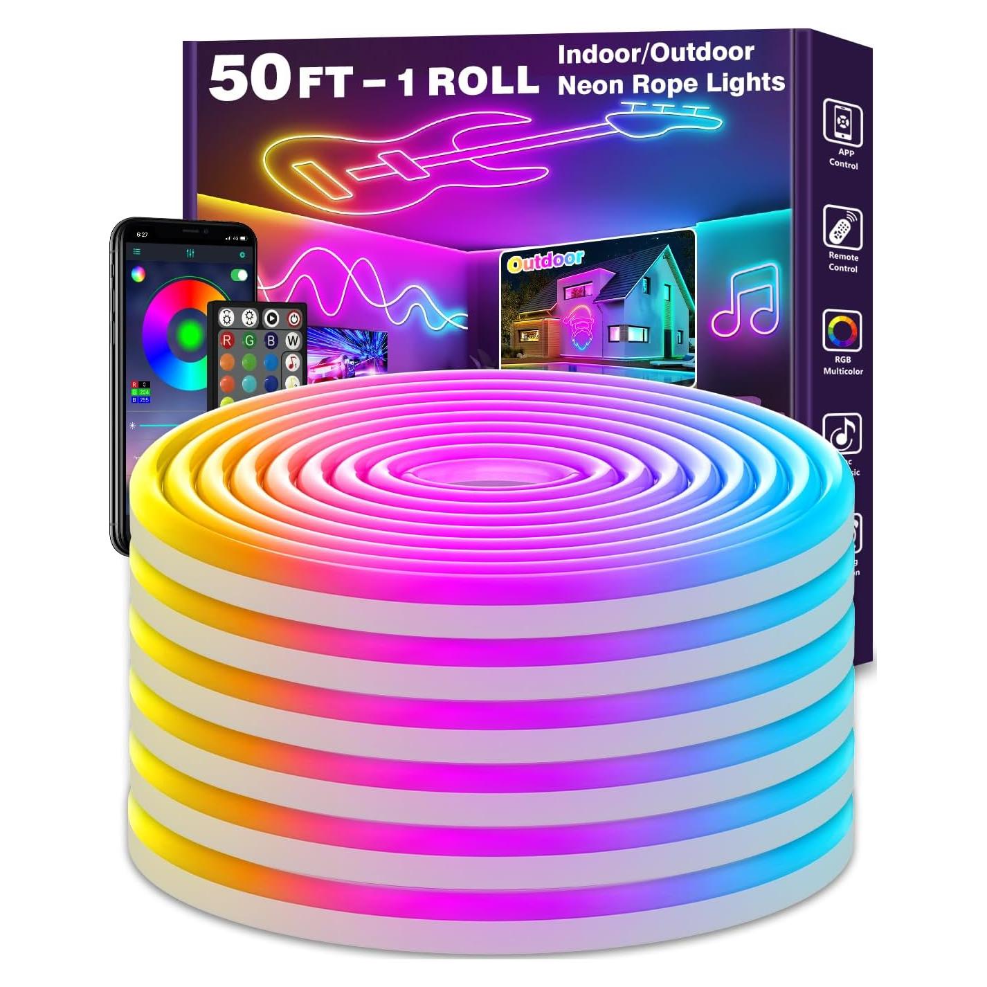 Tira de Luces LED Neón 15.24m LETIANPAI RGB Impermeable