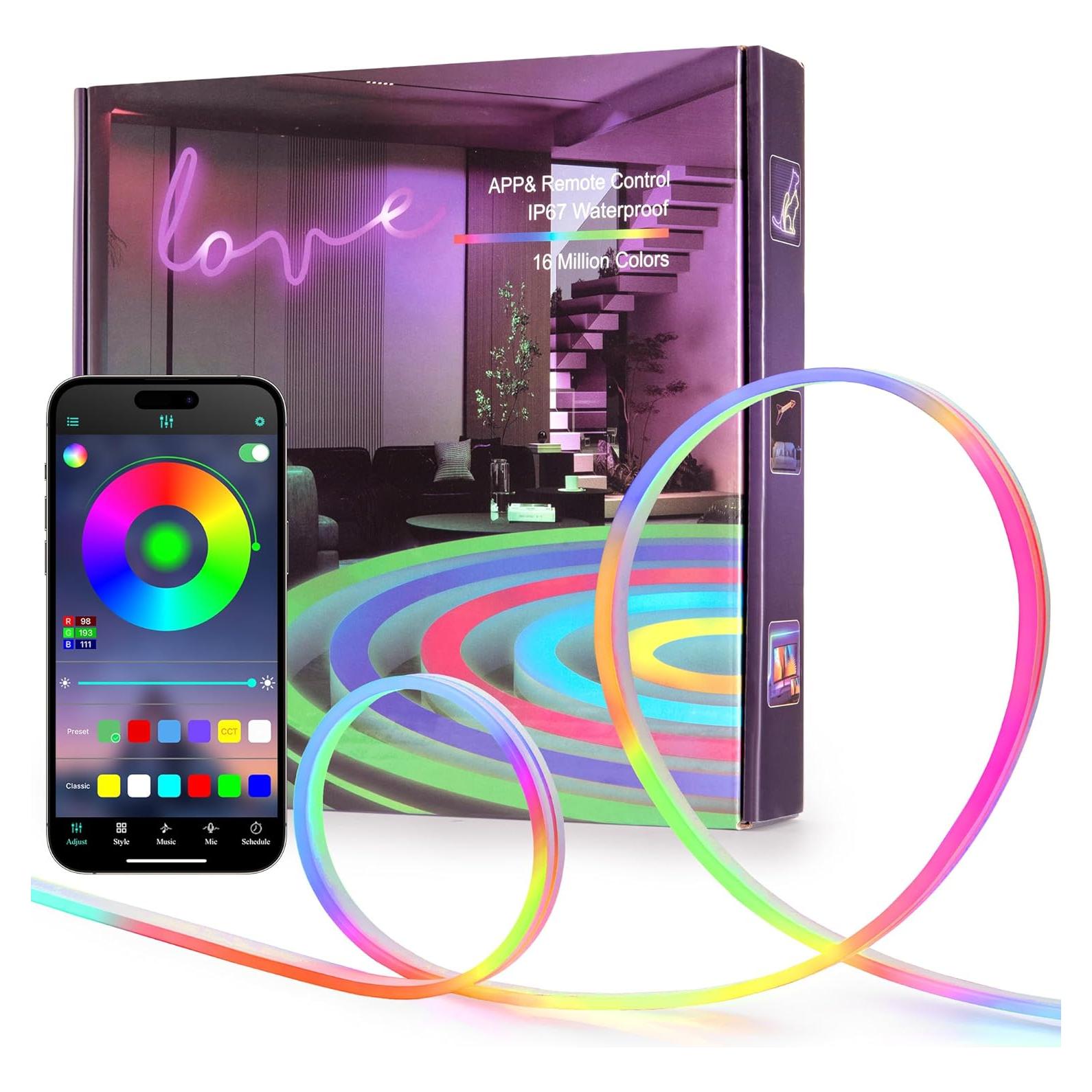 Luces de Neón LED 50FT ANDOHAI RGB Control Remoto y App