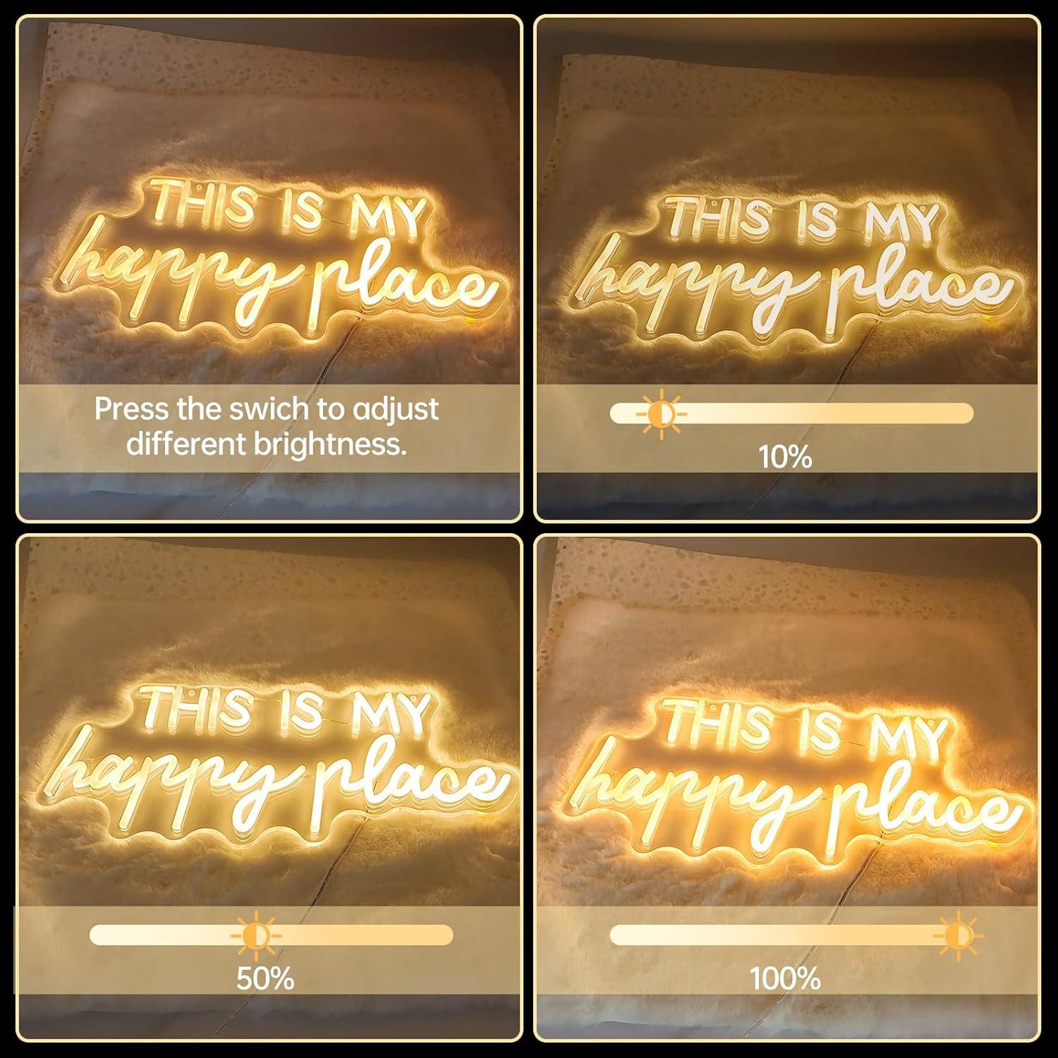 Señal de Neón LED Adnkwolivt 'Este es mi lugar feliz' 40.6x22.9cm