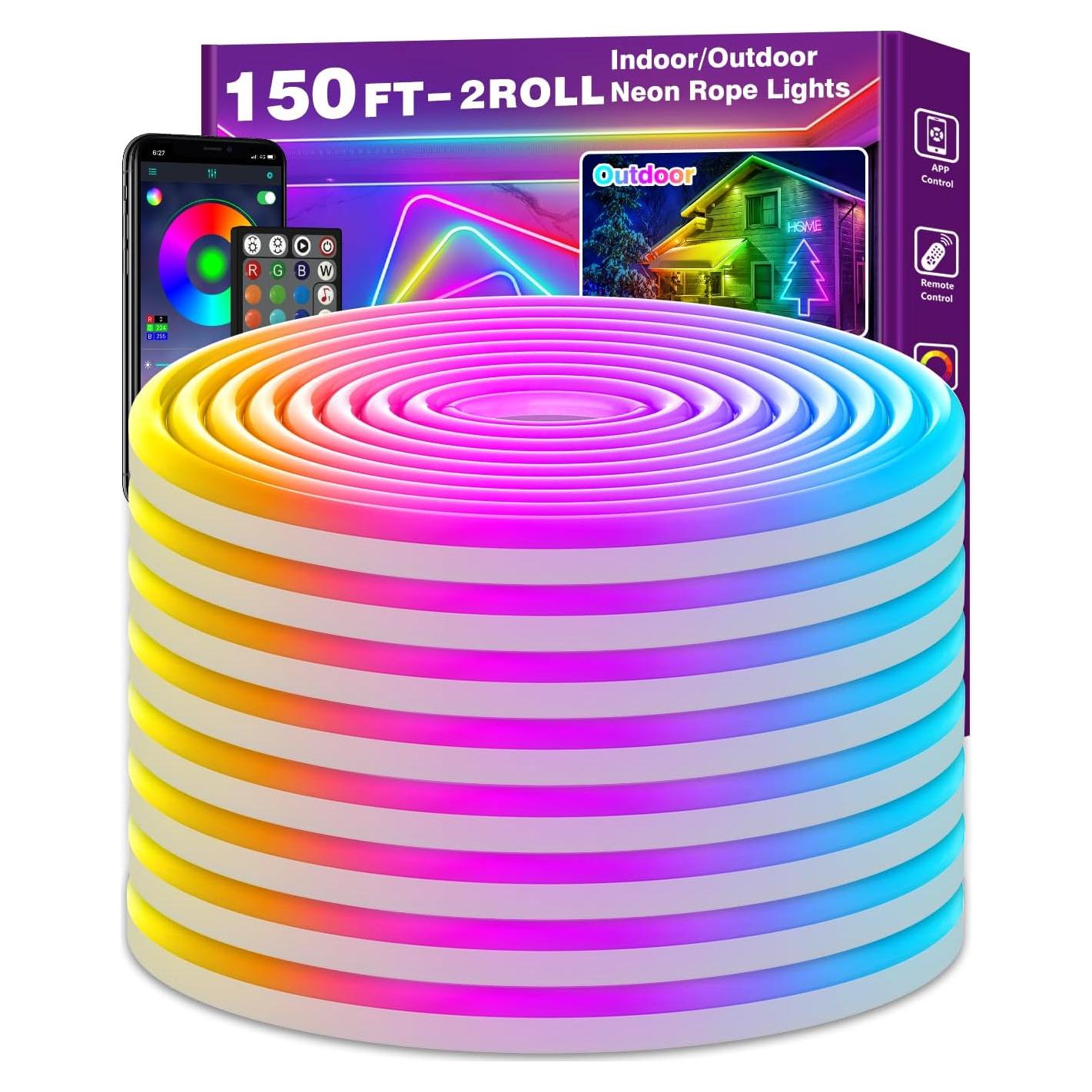 Luces de Cuerda LED Neón 45.72m NUERPO RGB Control Remoto