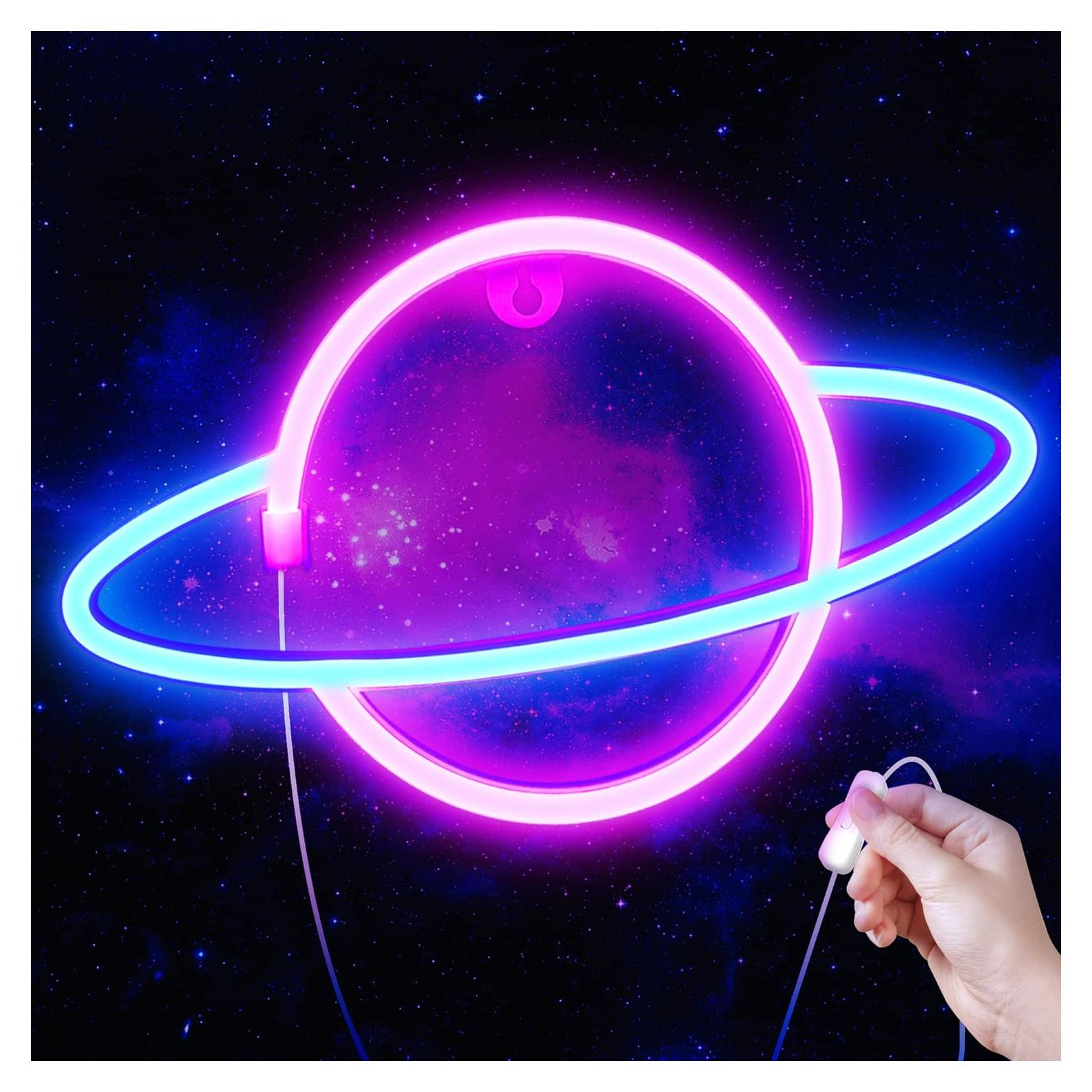 Luz Neon Planeta Saturno Lumoonosity 17.5x30cm USB