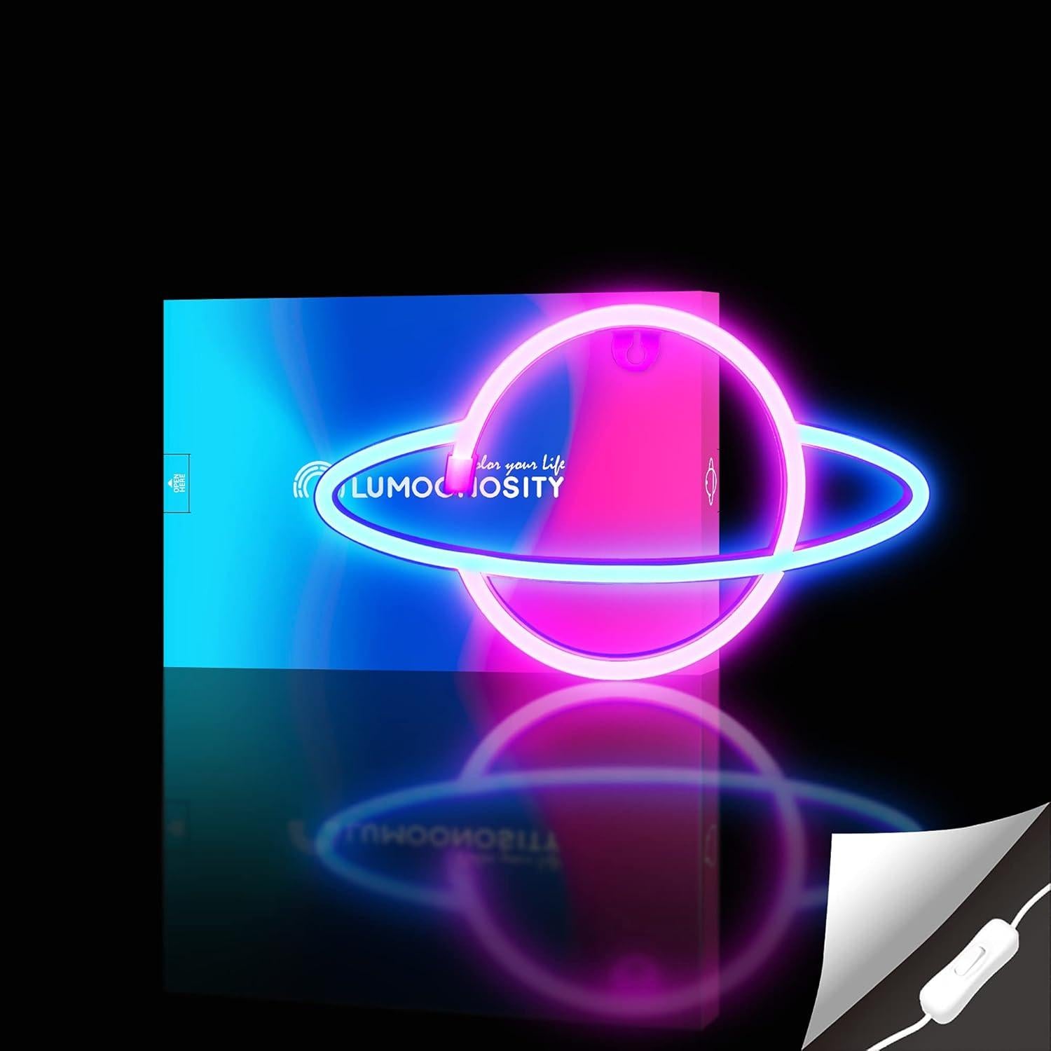 Luz Neon Planeta Saturno Lumoonosity 17.5x30cm USB