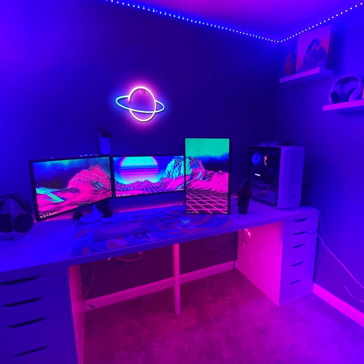 Luz Neon Planeta Saturno Lumoonosity 17.5x30cm USB