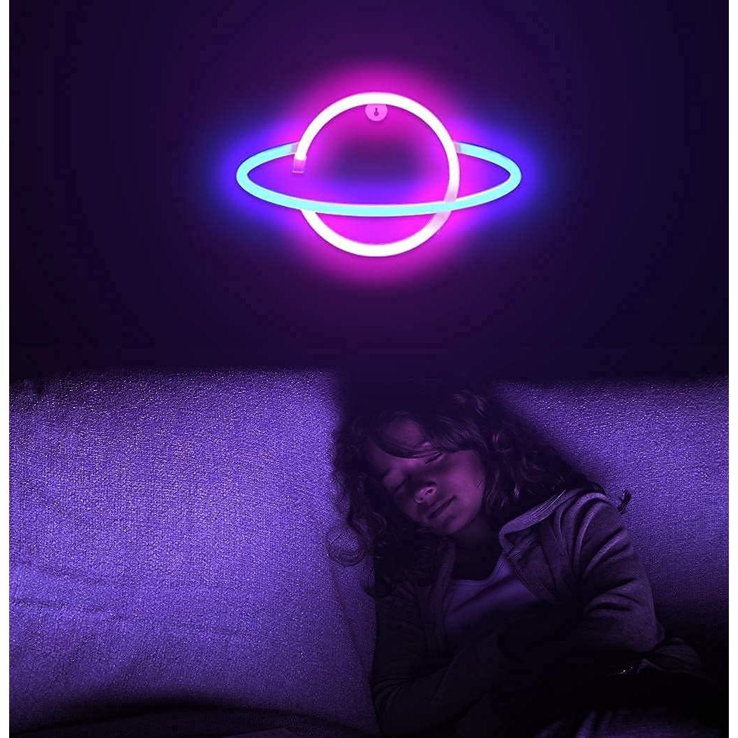 Luz Neon Planeta Saturno Lumoonosity 17.5x30cm USB