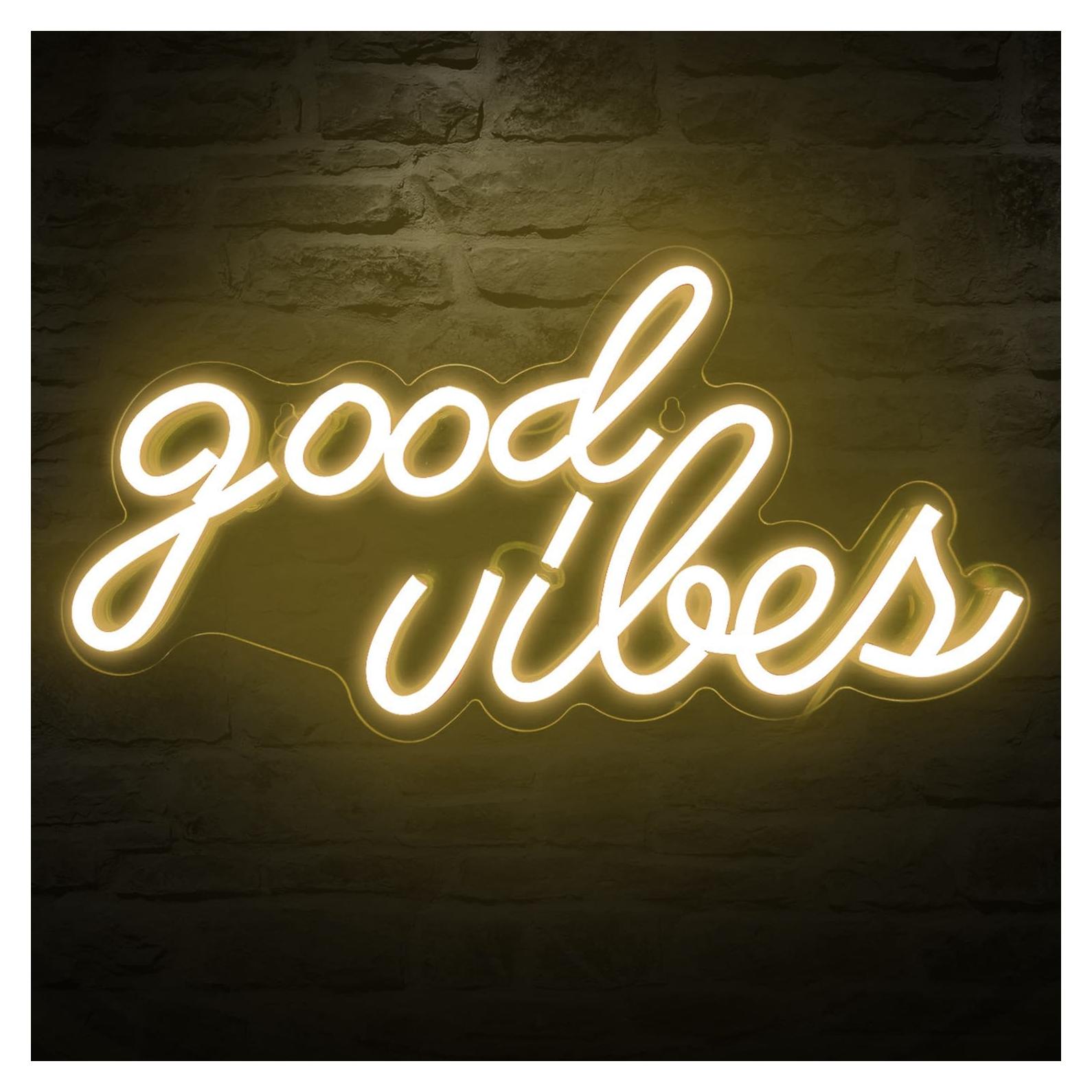 Letrero Neón LED Buenas Vibras DECANIT 21.1x40.9cm USB