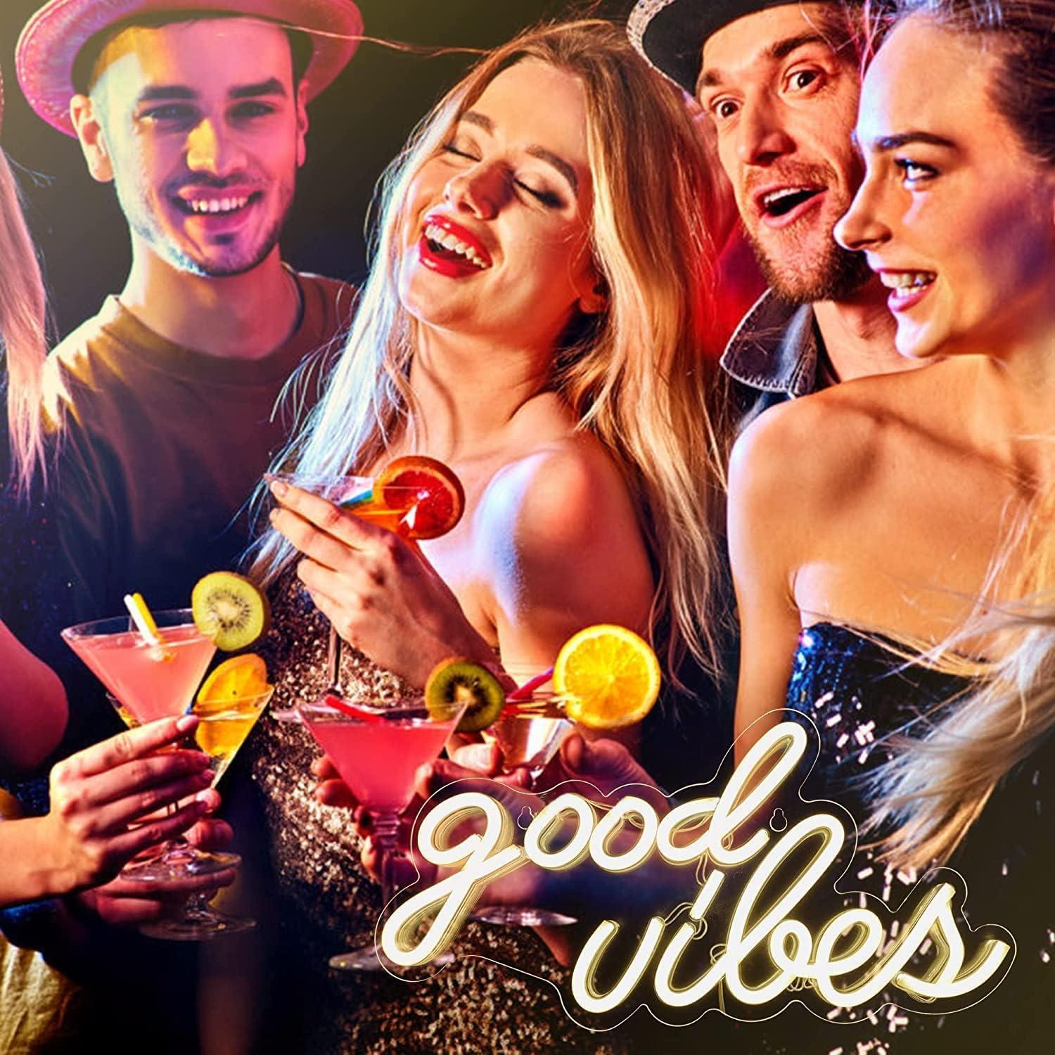 Letrero Neón LED Buenas Vibras DECANIT 21.1x40.9cm USB