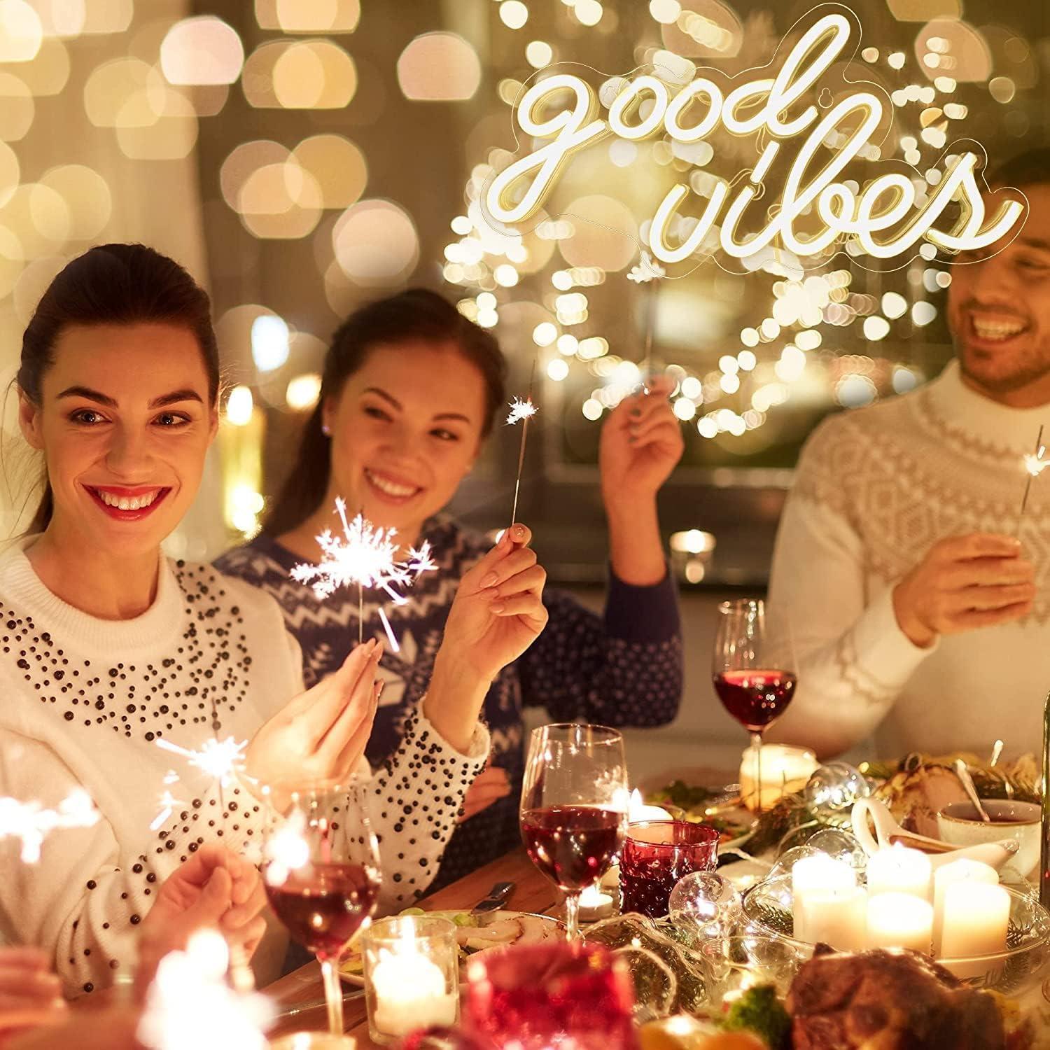 Letrero Neón LED Buenas Vibras DECANIT 21.1x40.9cm USB