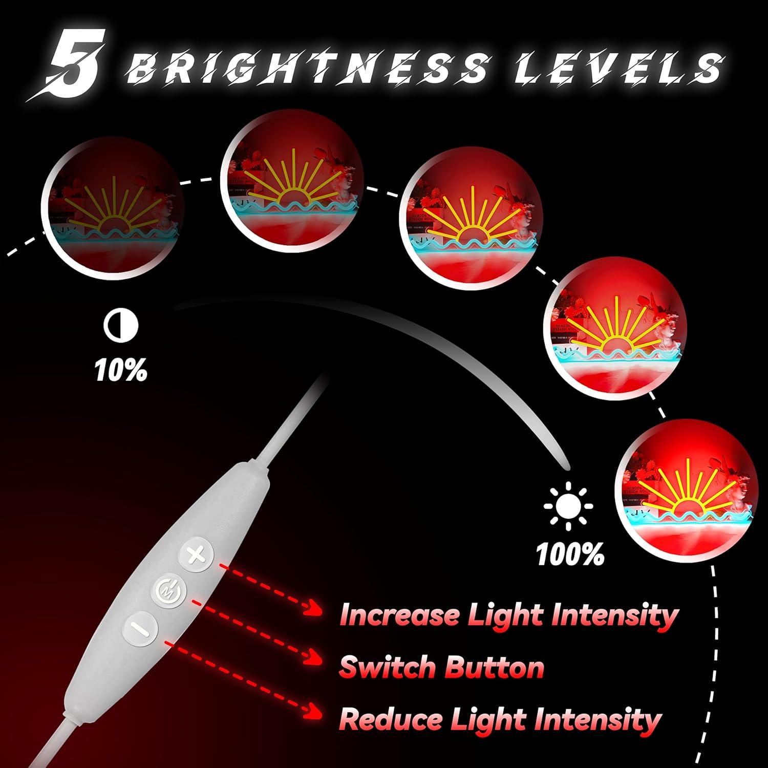 Sunrise Sunset Neon Sign Sun Wave Neon Signs for Bedroom, Beach Bar, Party, Man Cave, Living Room Wall Decor USB Powered Led Neon Light Sign with Dimmer Switch