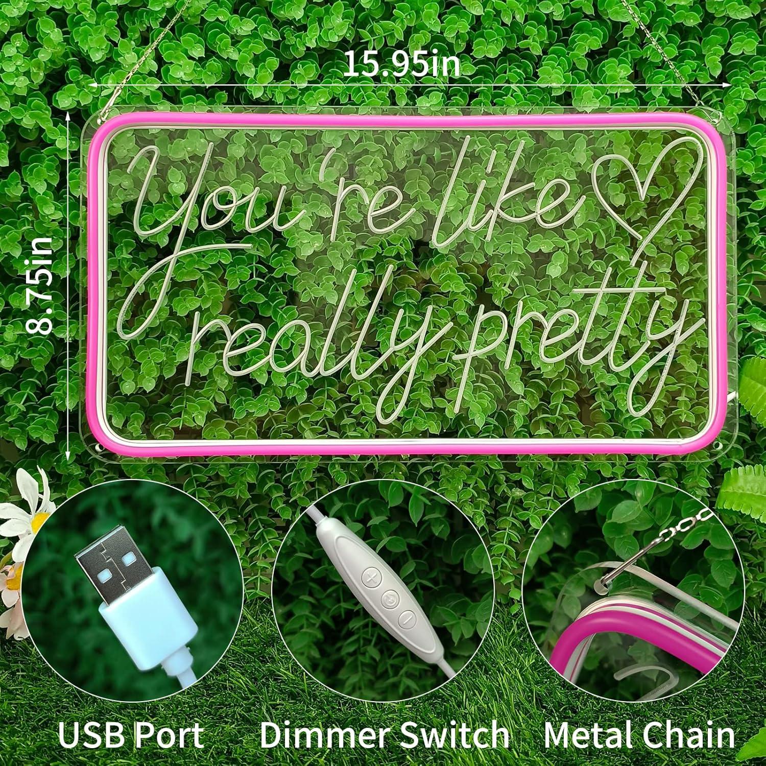 Señal de Neón LED Rosa Eres Como Realmente Bonita 40.5x22.2cm