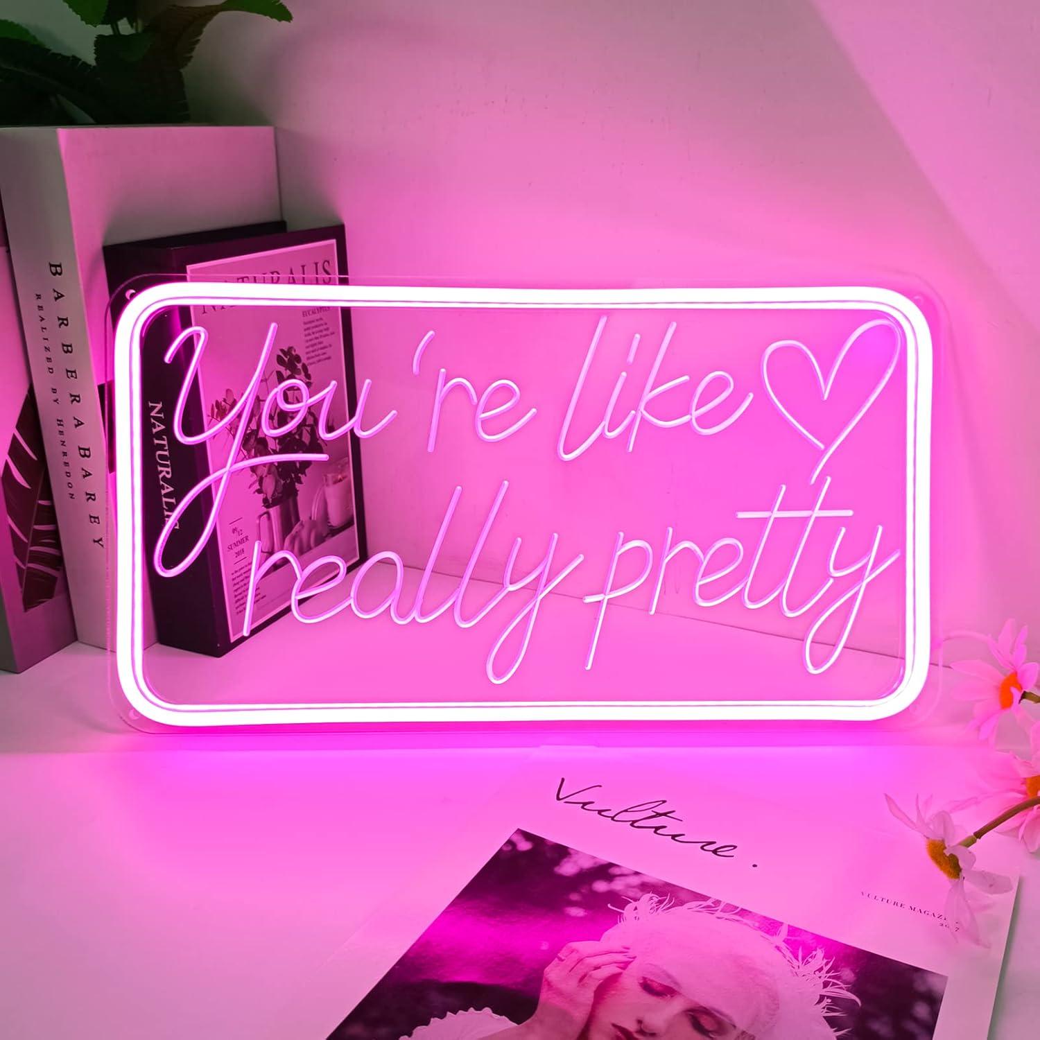 Señal de Neón LED Rosa Eres Como Realmente Bonita 40.5x22.2cm