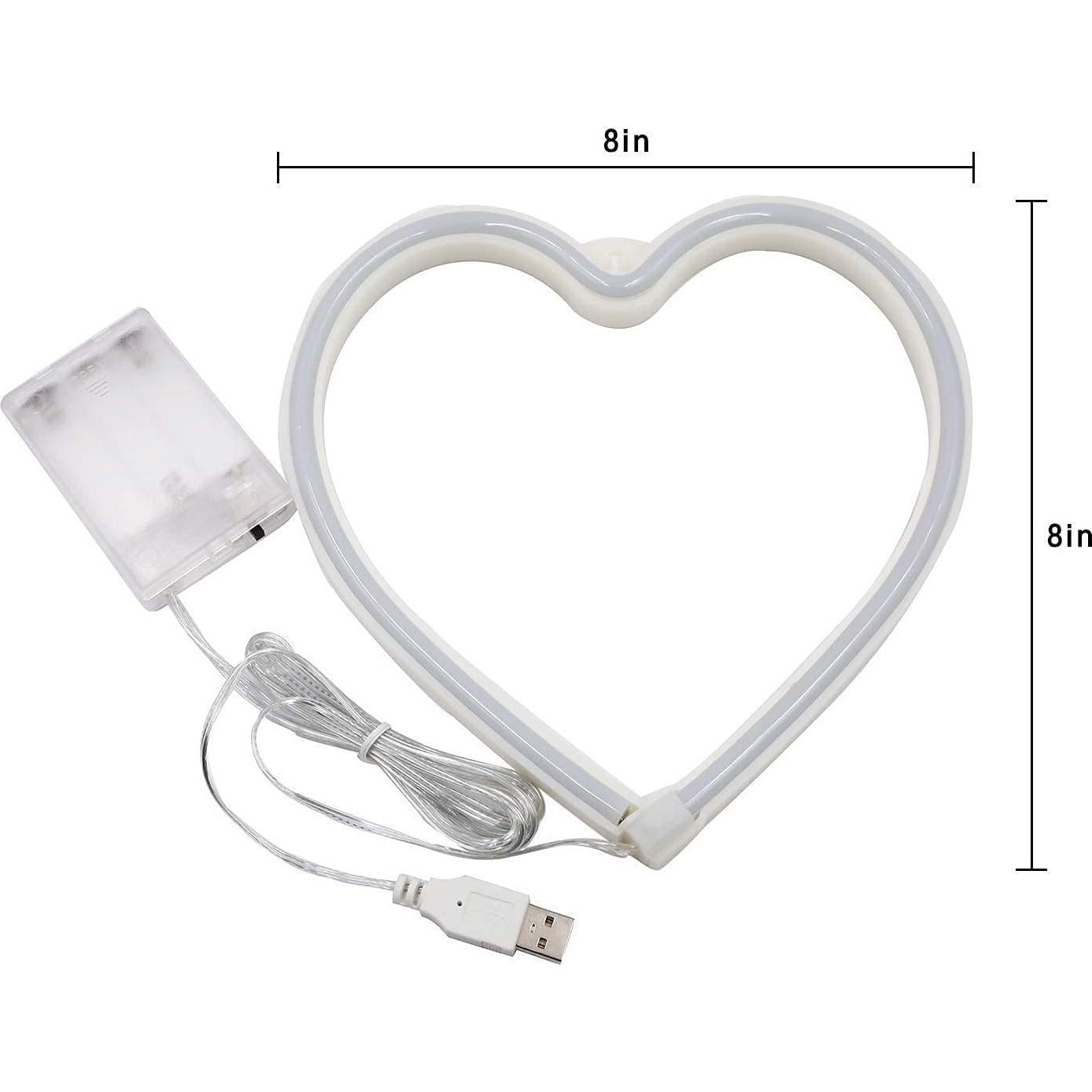 Luz de Neón Corazón Rosa EXF - Lámpara LED USB y Batería