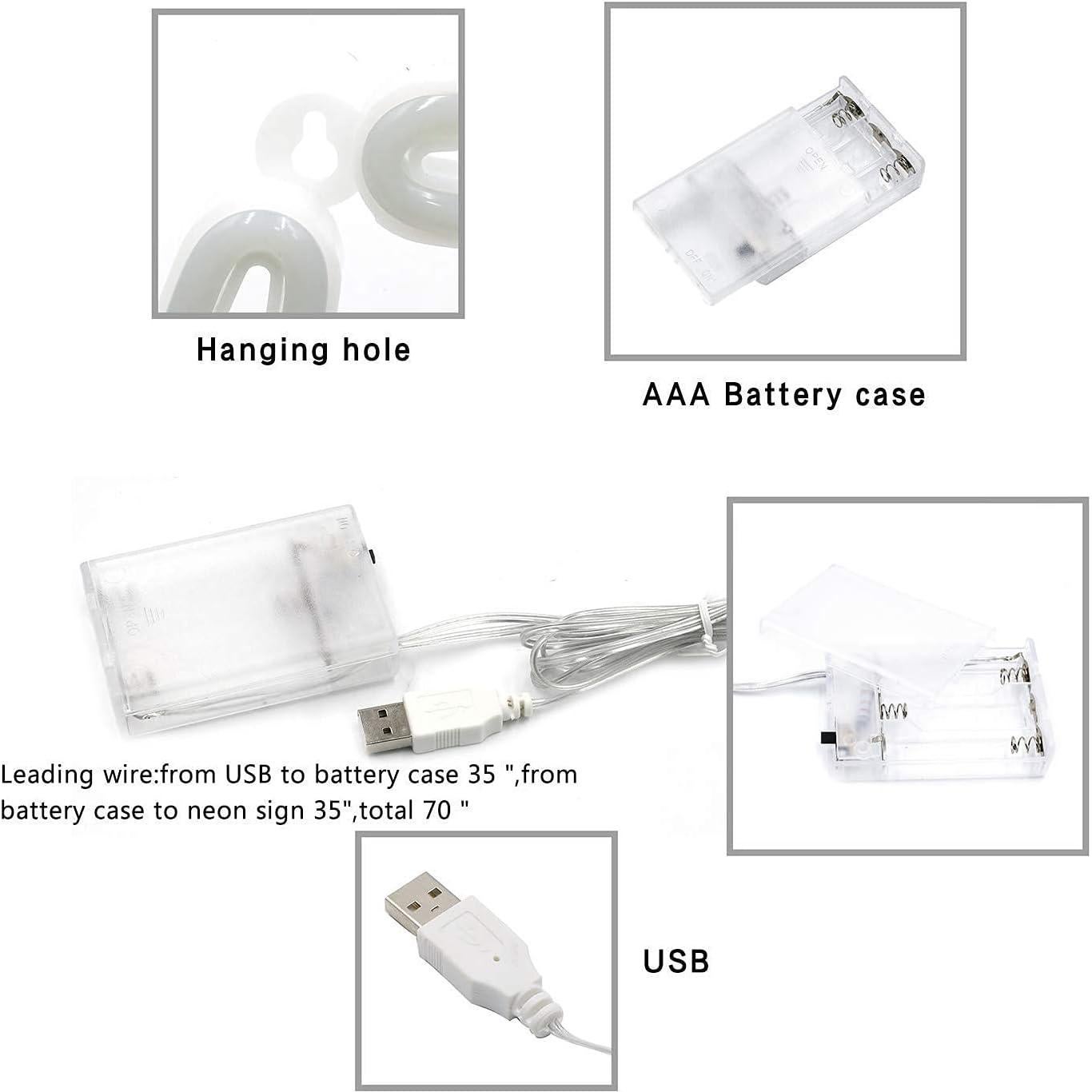 Luz de Neón Corazón Rosa EXF - Lámpara LED USB y Batería