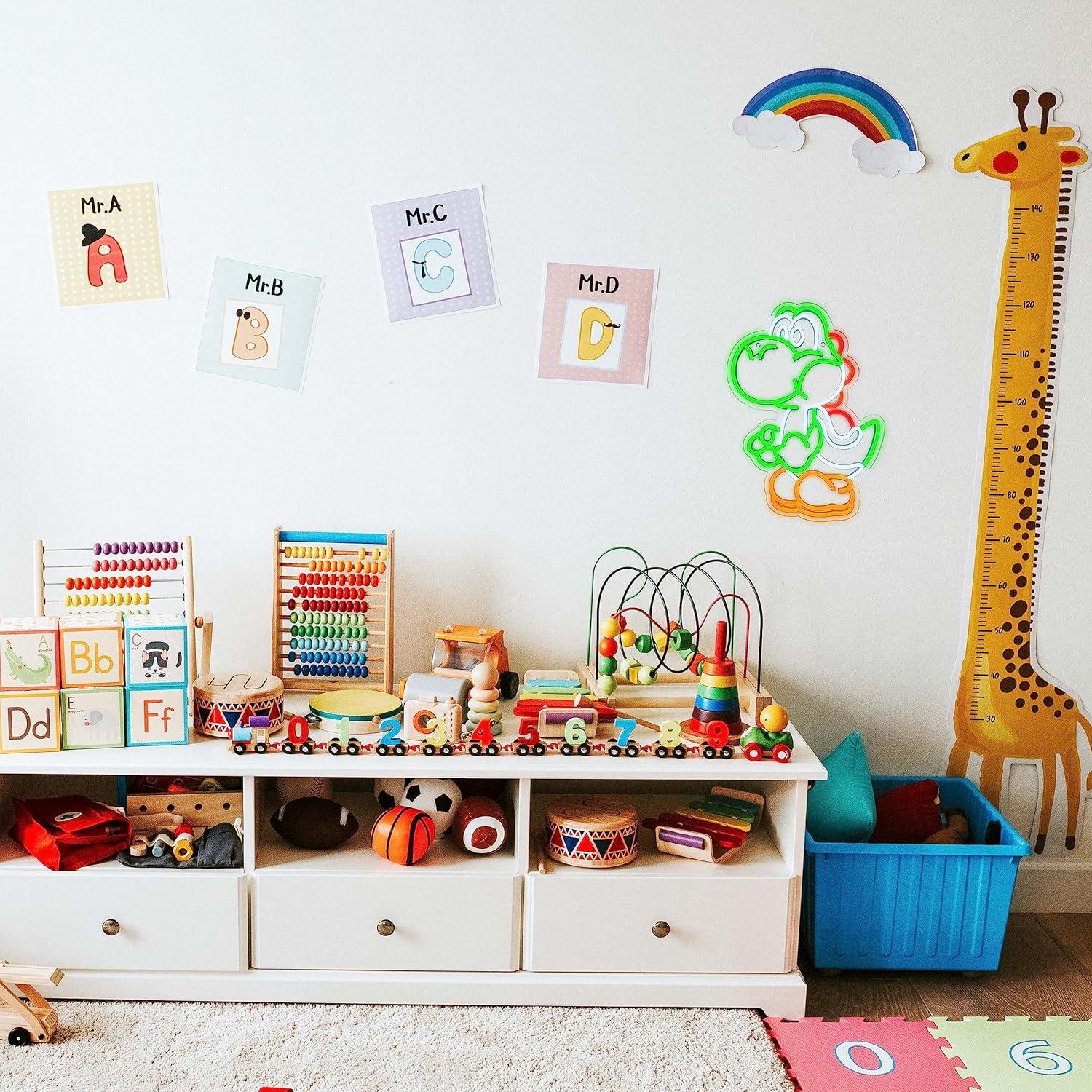 Anime Neon Sign Dinosaurs Neon Sign Dimmable LED Neon Lights for Bedroom Wall Decor Game Room Decor Mario Decor for Kids Boys Man Cave, Gifts for Mario Fans