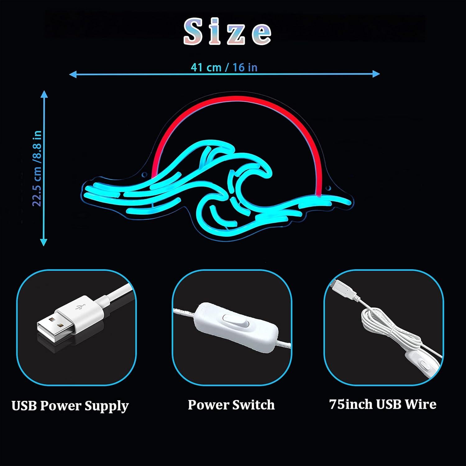 Letrero de Neón Atardecer LED Dleouly 22.5x40.9 cm USB