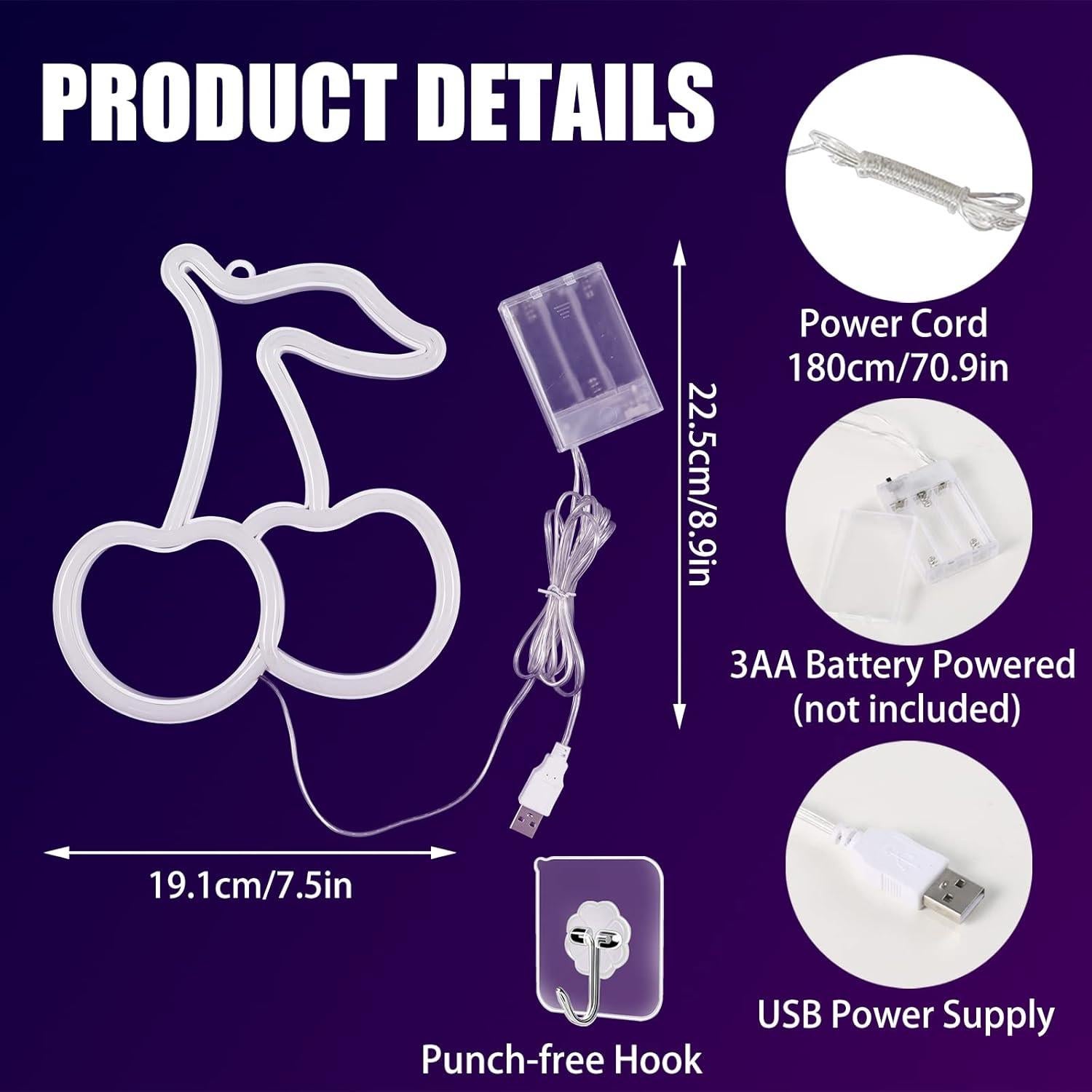 Luz de Neón Cereza LED BK-Neon Life 57.2x19.1cm