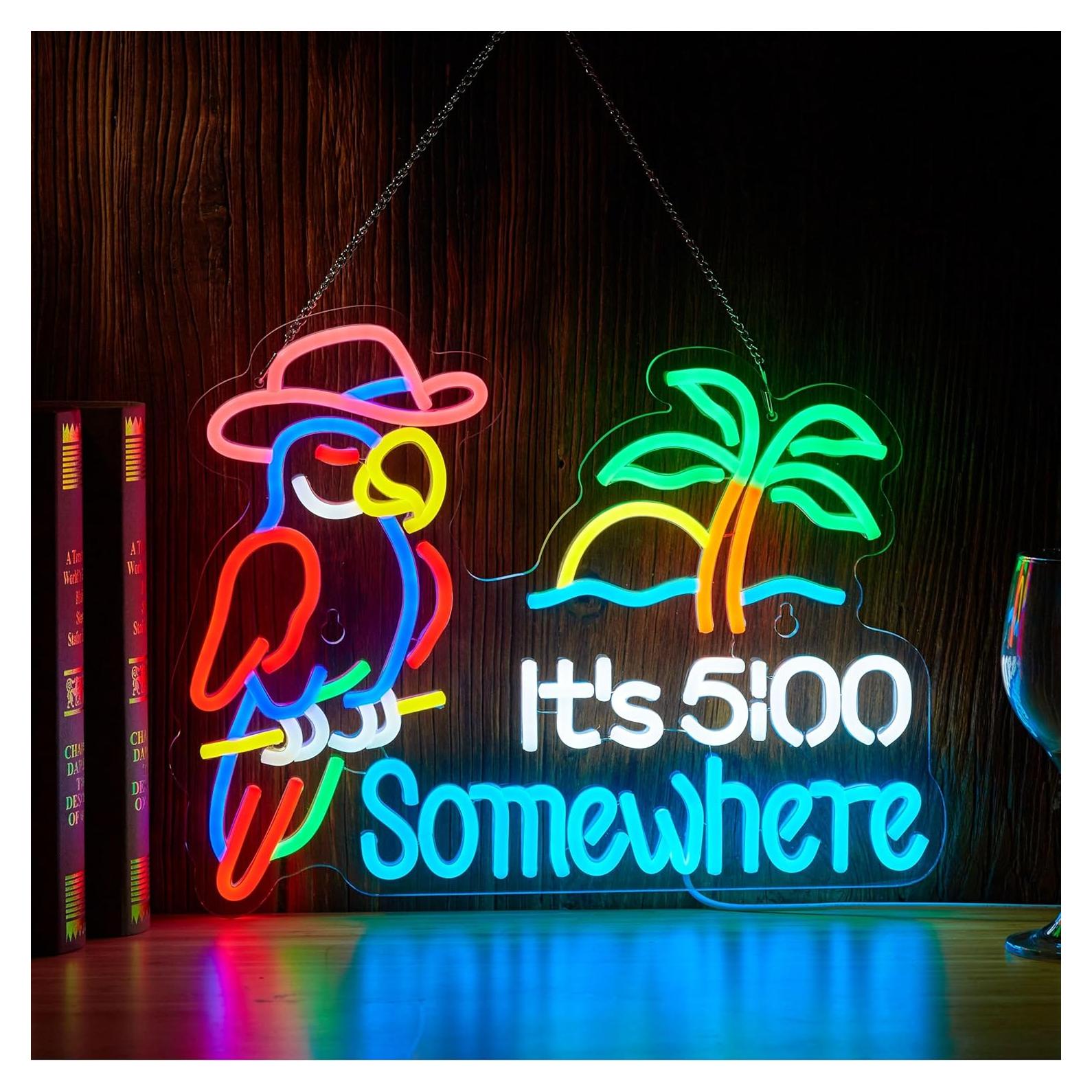 Letrero de neón LED NEONLAND 42x32 cm 5 O'clock Somewhere