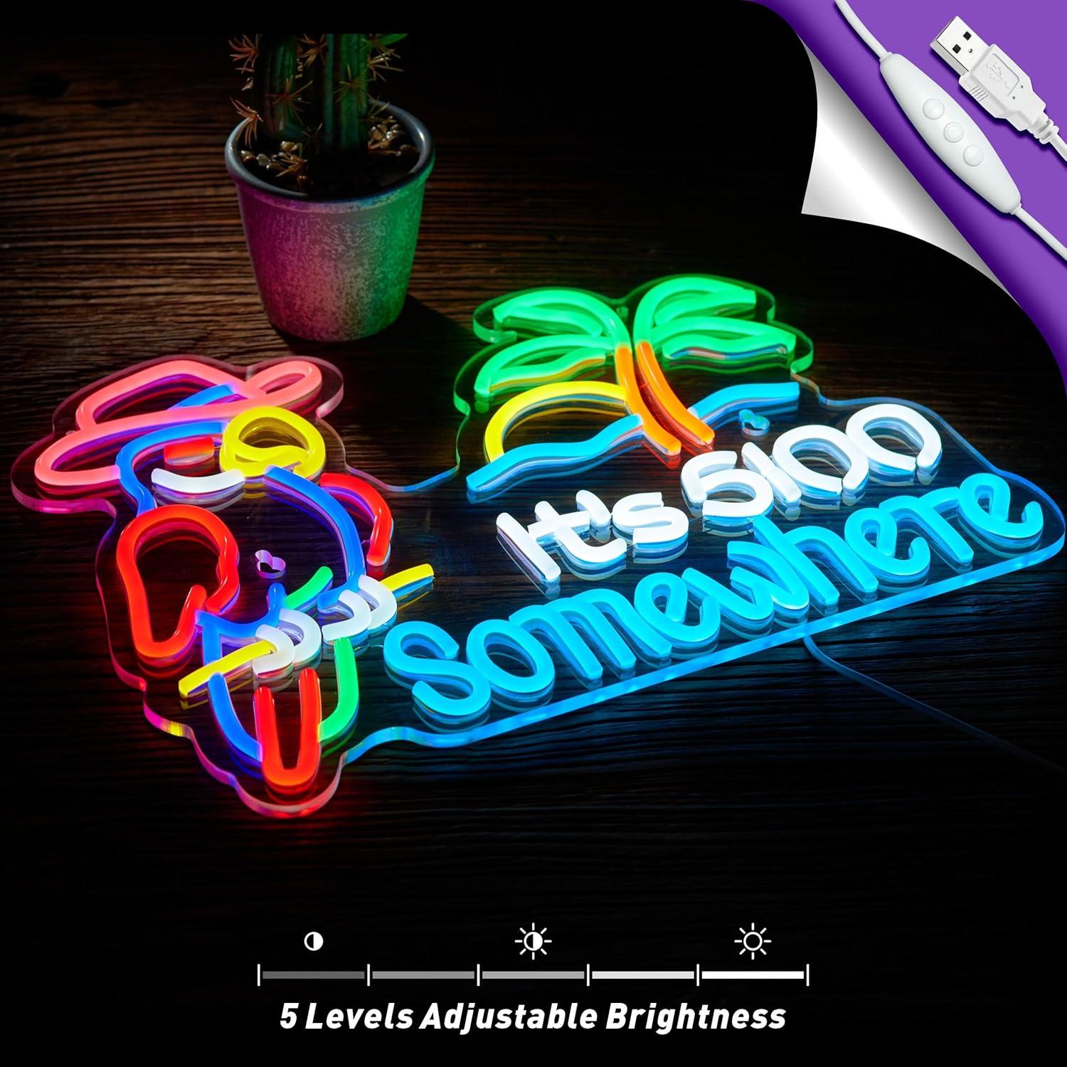 Letrero de neón LED NEONLAND 42x32 cm 5 O'clock Somewhere