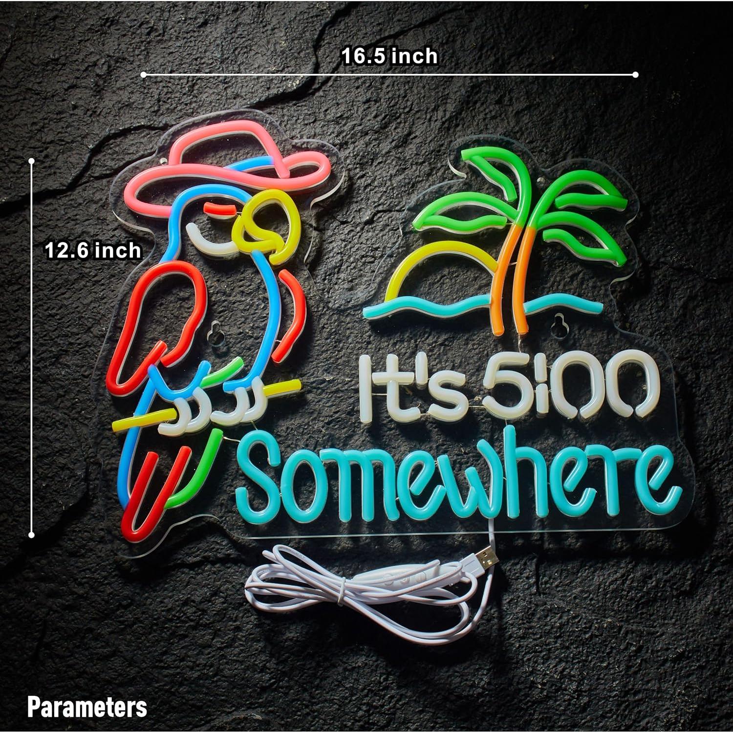 Letrero de neón LED NEONLAND 42x32 cm 5 O'clock Somewhere