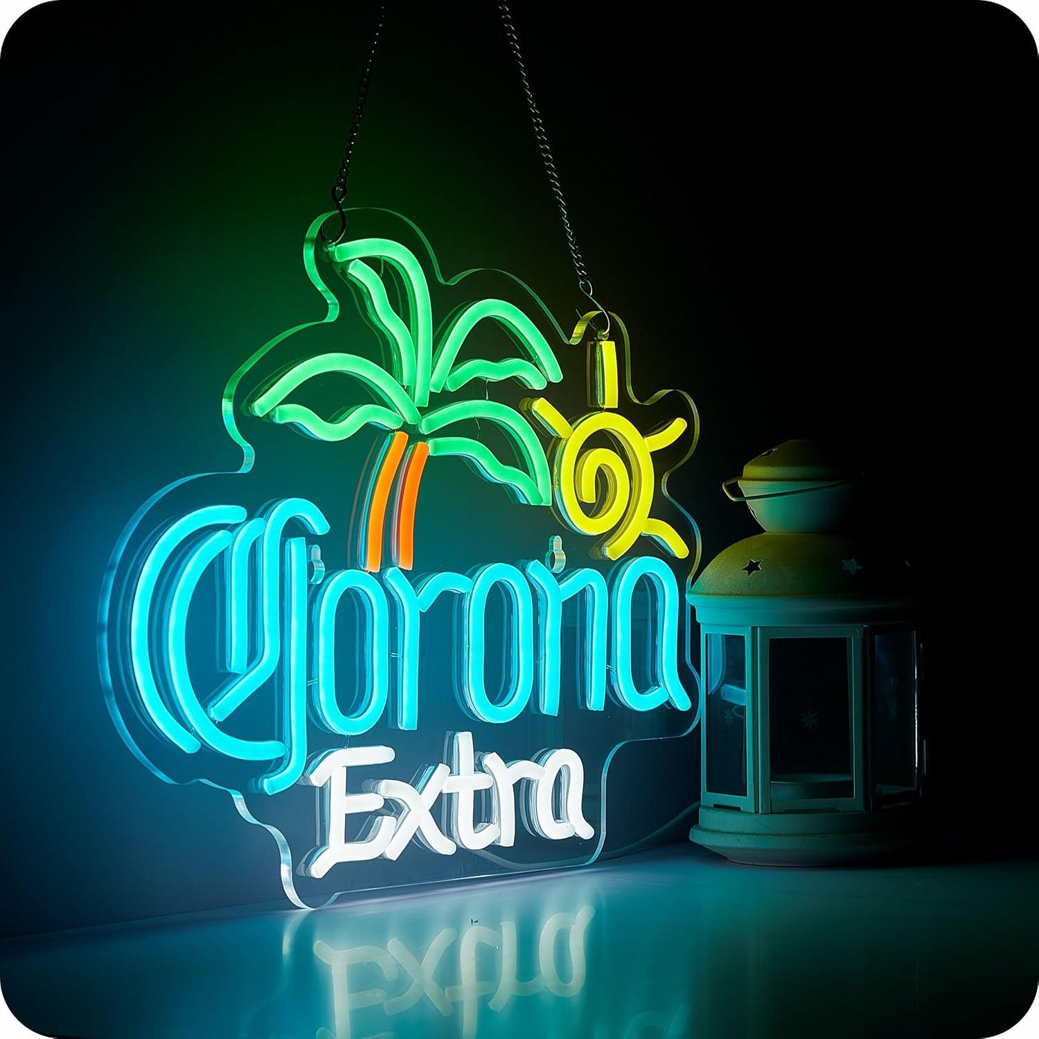 Letrero de Neón Cerveza Corona Extra MkoGad 42x32cm LED