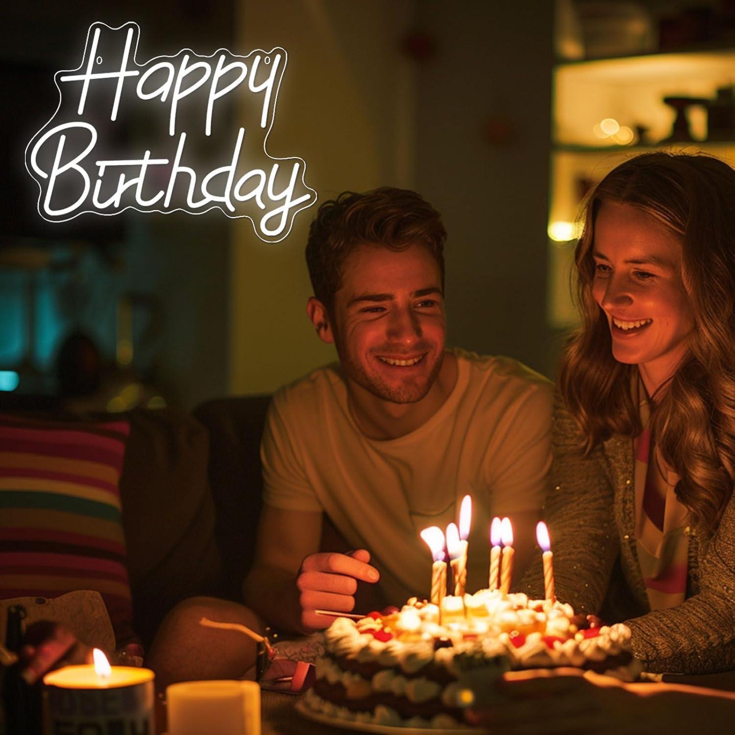 Cartel de Neón LED Feliz Cumpleaños AYwYyjCh 39.88x29.97cm