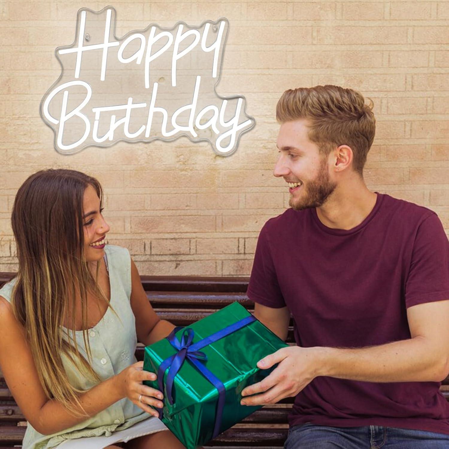 Cartel de Neón LED Feliz Cumpleaños AYwYyjCh 39.88x29.97cm