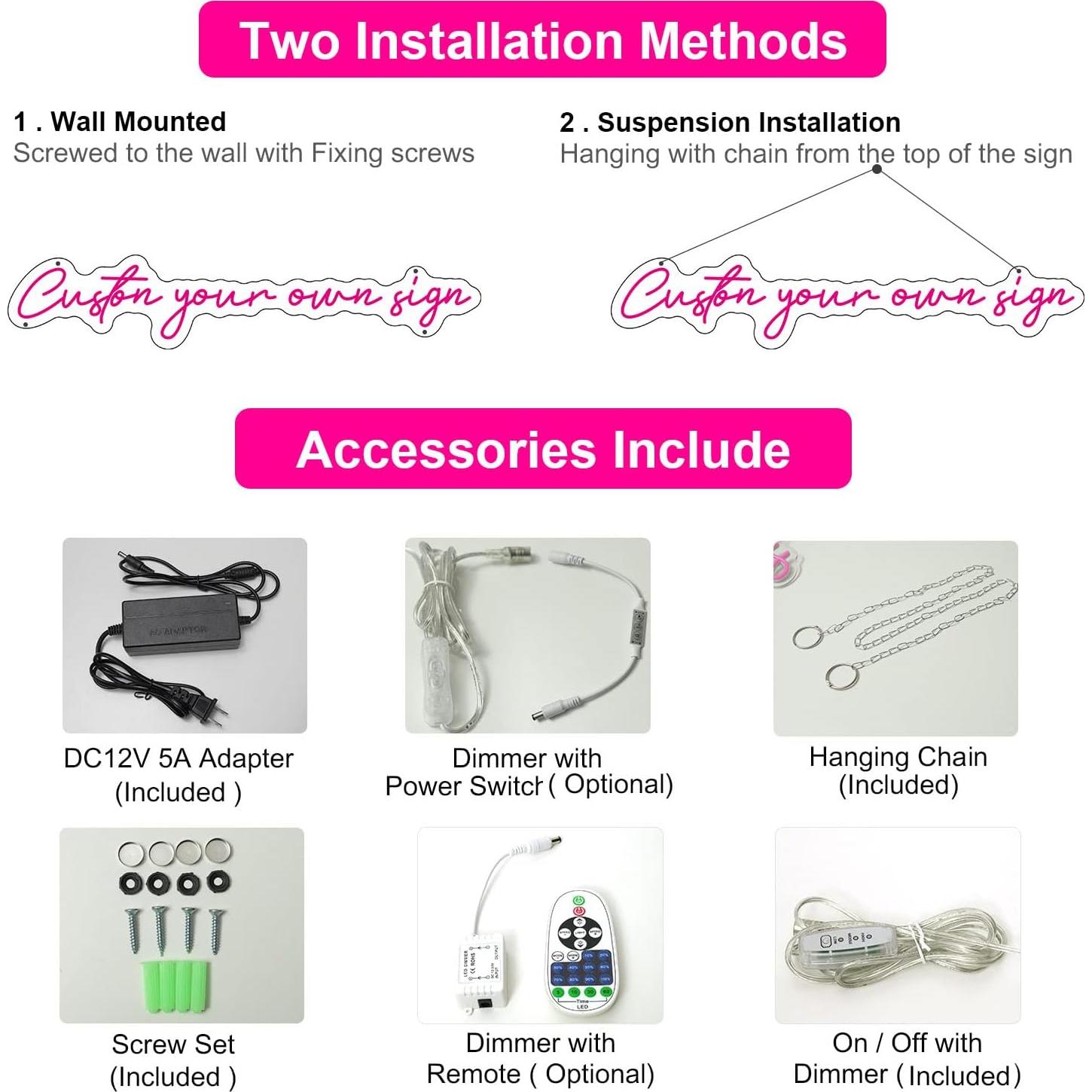 Cartel de Neón Personalizado LED WNAKSEN para Decoración