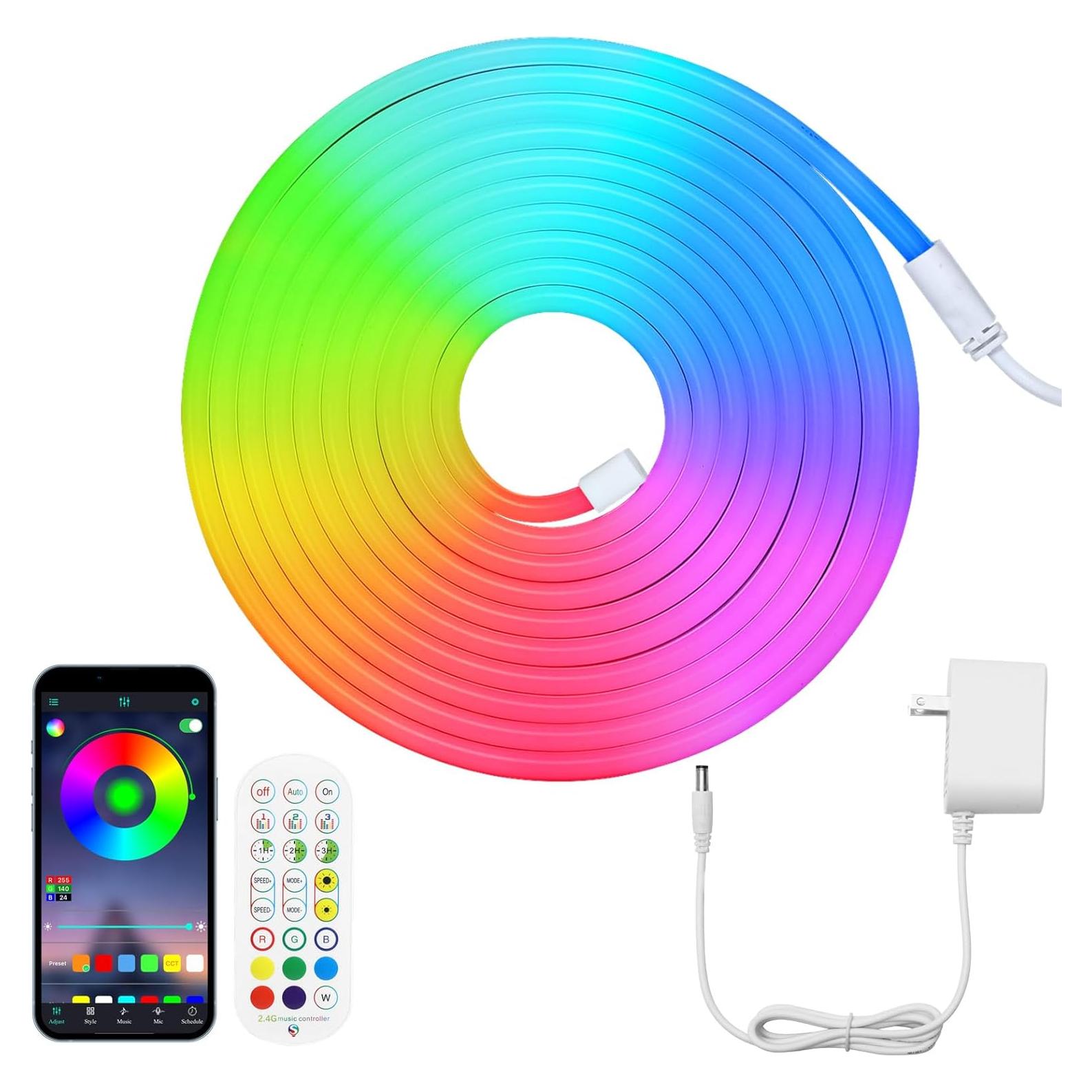 Luces de Cuerda Neón LED HOUHUI 3m RGB Control Remoto IP67