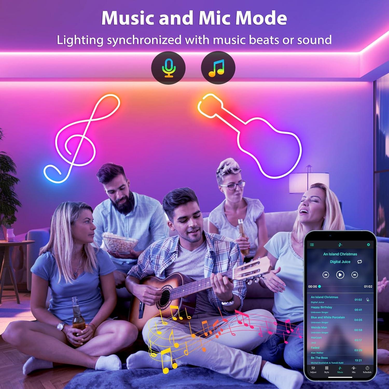 Luces de Cuerda Neón LED HOUHUI 3m RGB Control Remoto IP67