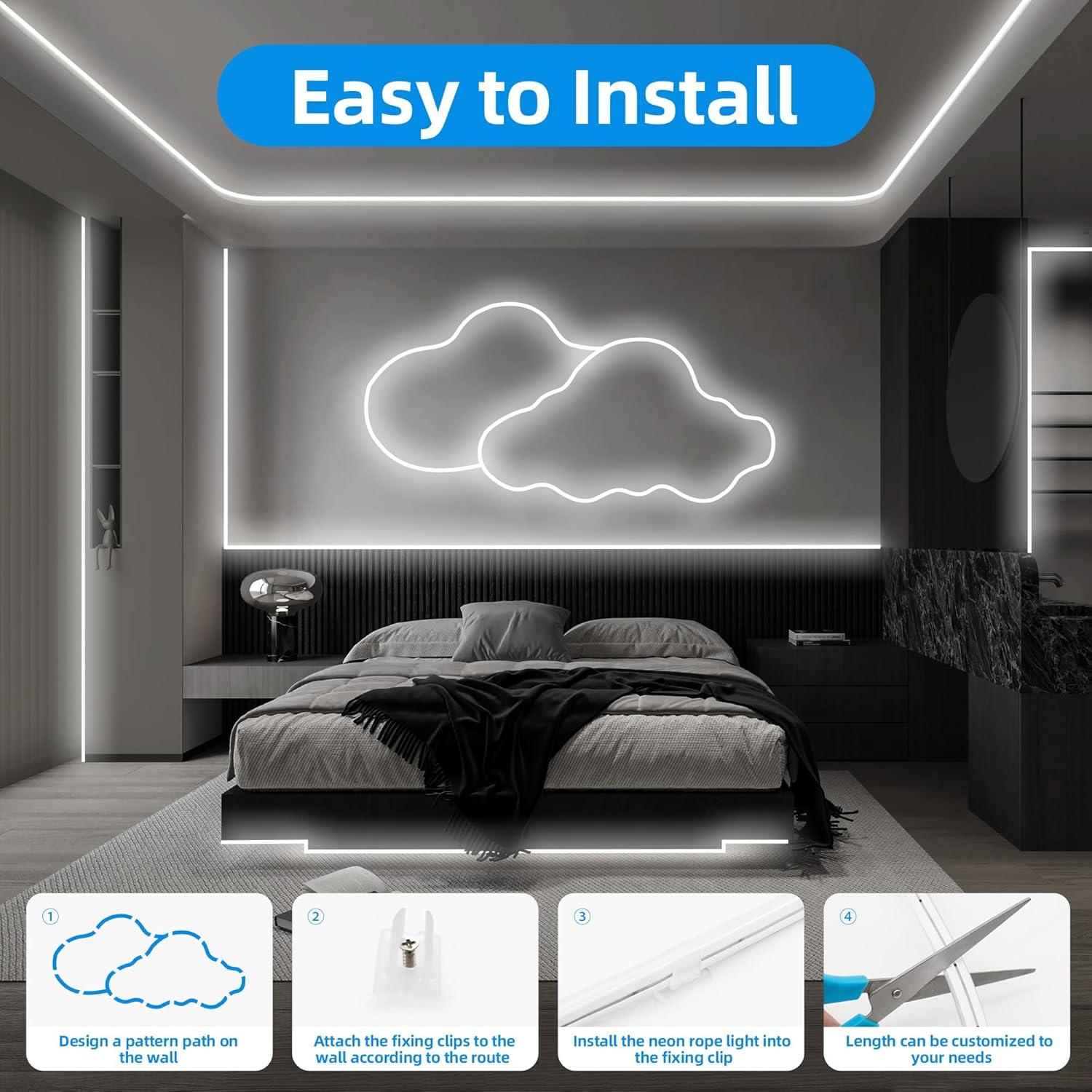 Luz de Cuerda LED Neón ELOUYCKE 10m Blanco Frío Regulable