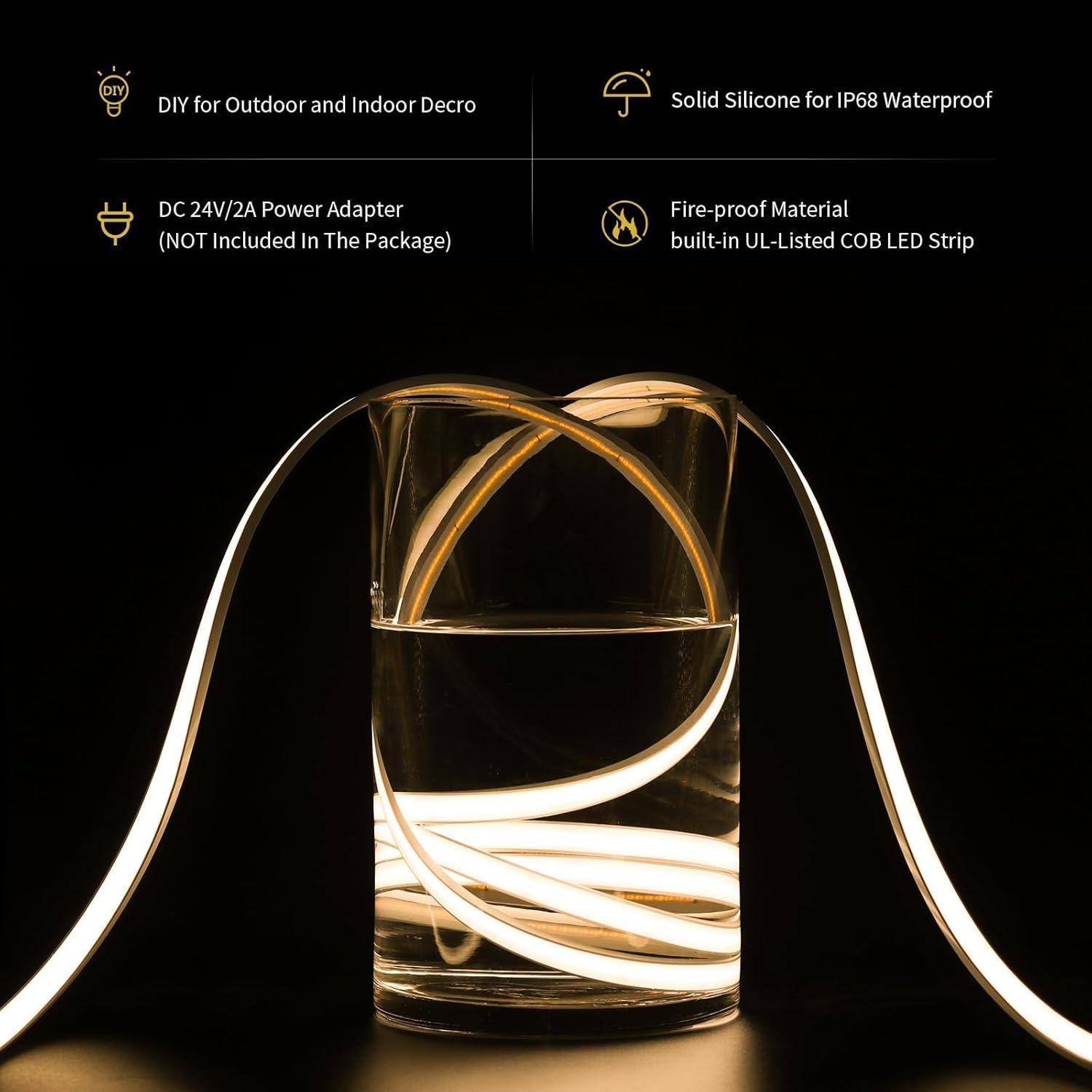 Tira LED Neon COB PAUTIX 5m 2700K IP68 a Prueba de Agua