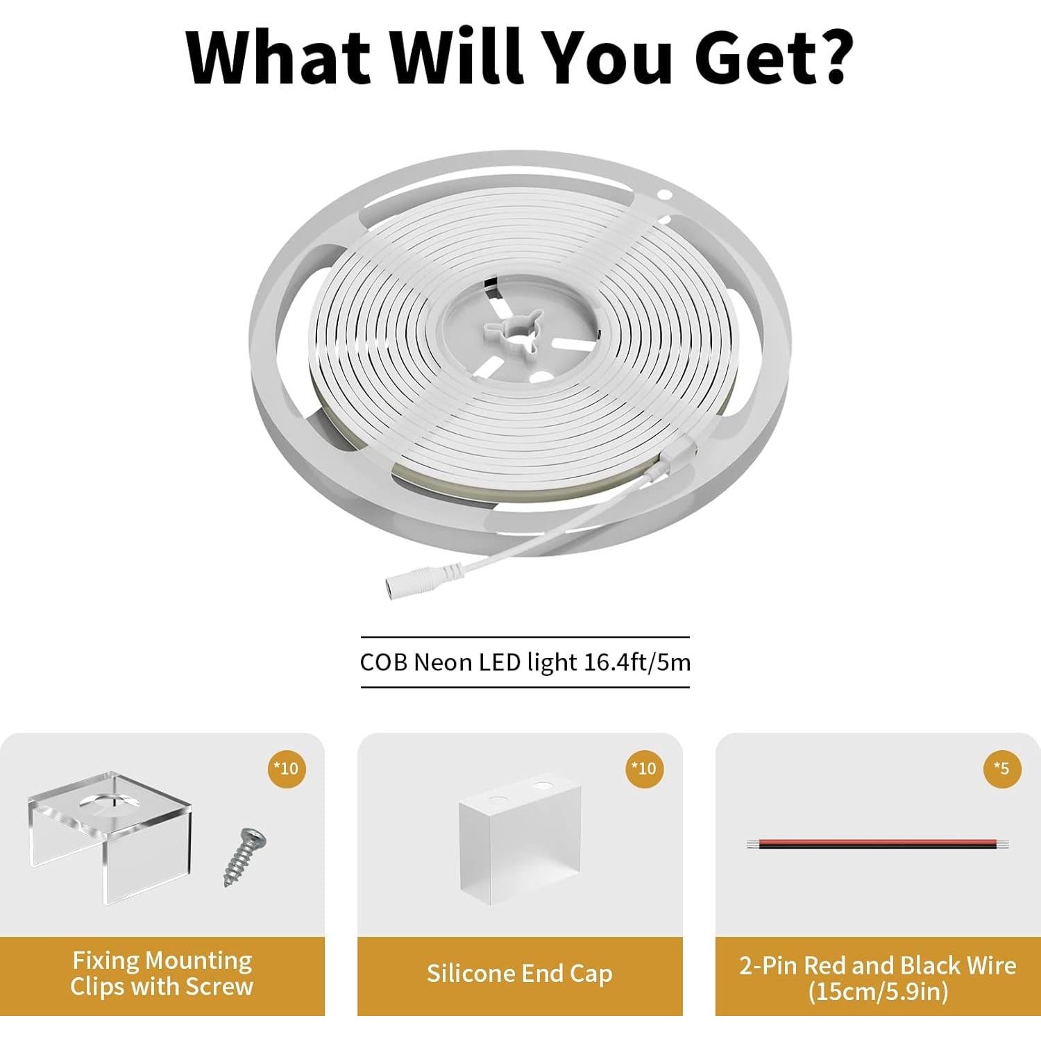 Tira LED Neon COB PAUTIX 5m 2700K IP68 a Prueba de Agua