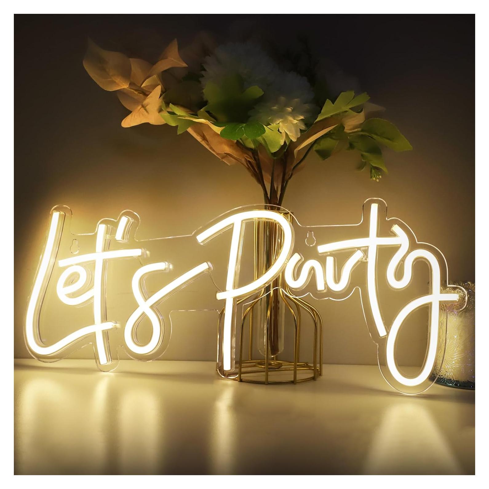 Letrero de Neón LED Vamos a Fiestar 40x18 cm Decoración