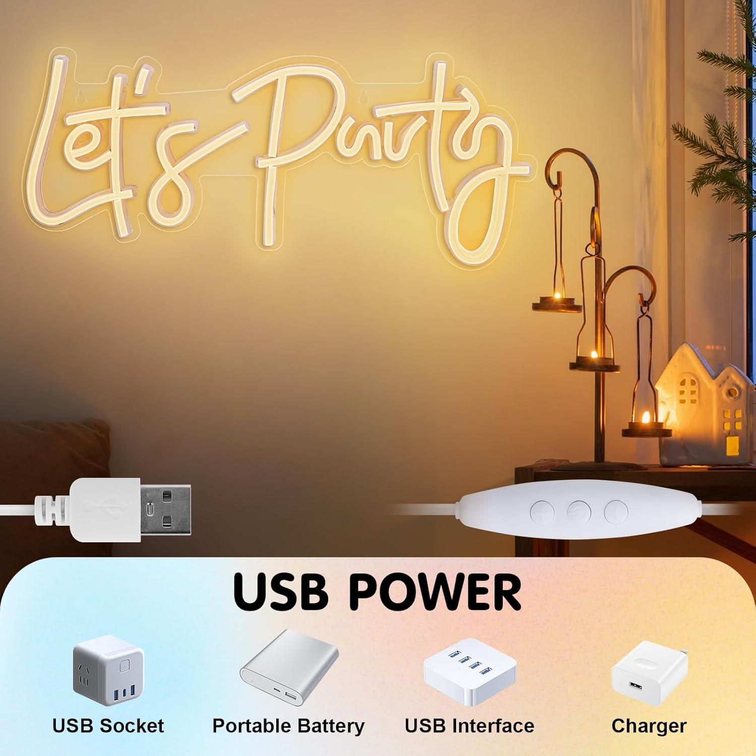 Letrero de Neón LED Vamos a Fiestar 40x18 cm Decoración