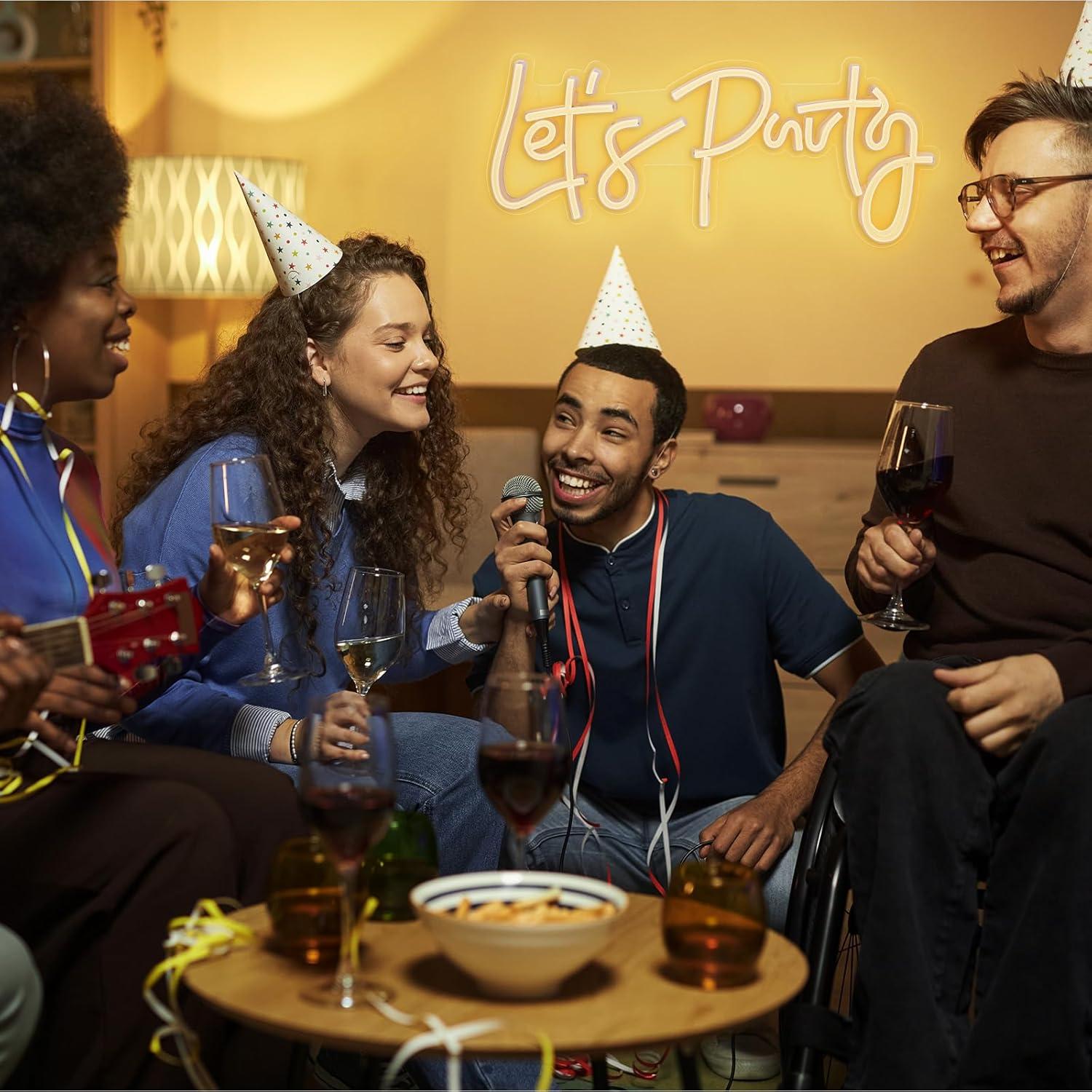 Letrero de Neón LED Vamos a Fiestar 40x18 cm Decoración