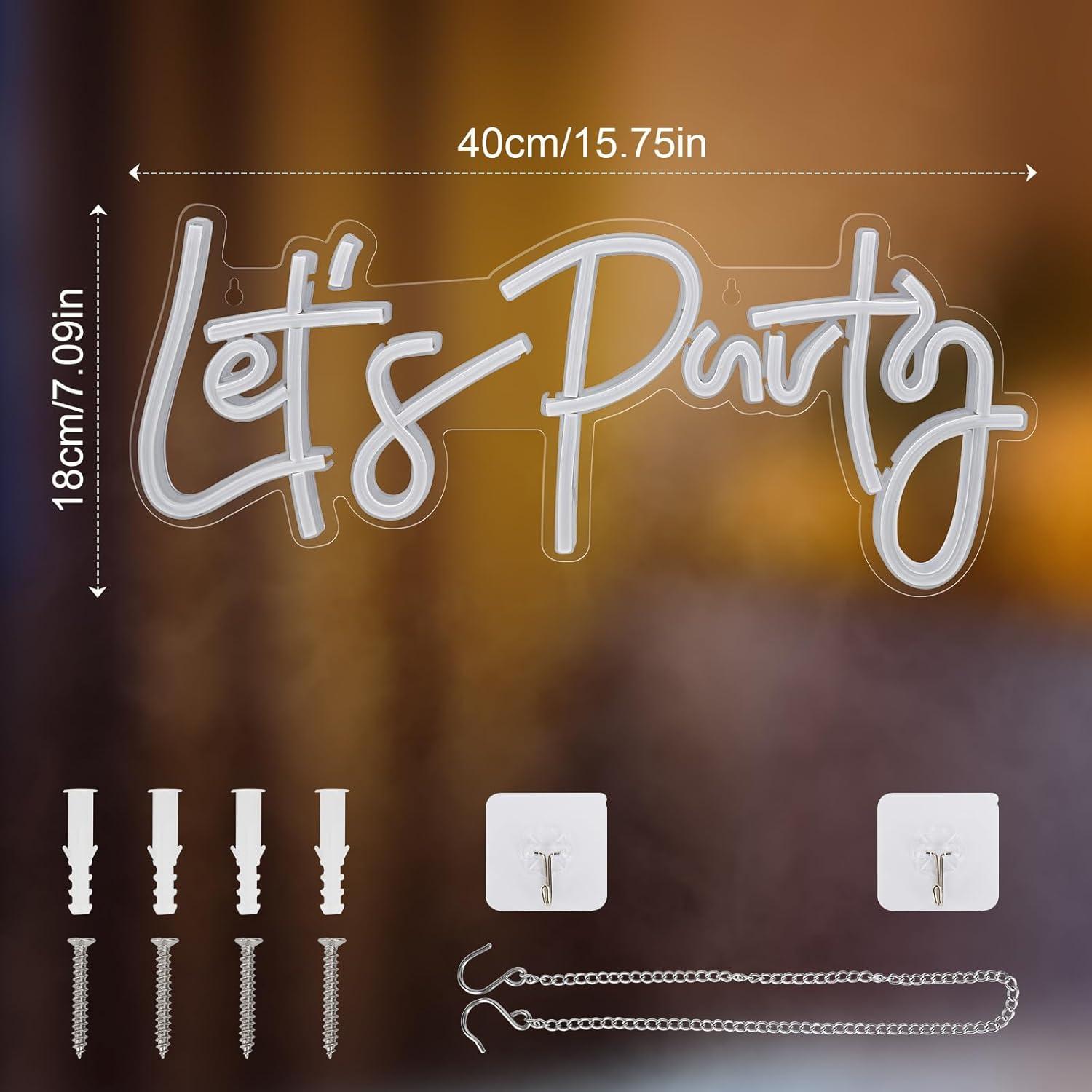 Letrero de Neón LED Vamos a Fiestar 40x18 cm Decoración