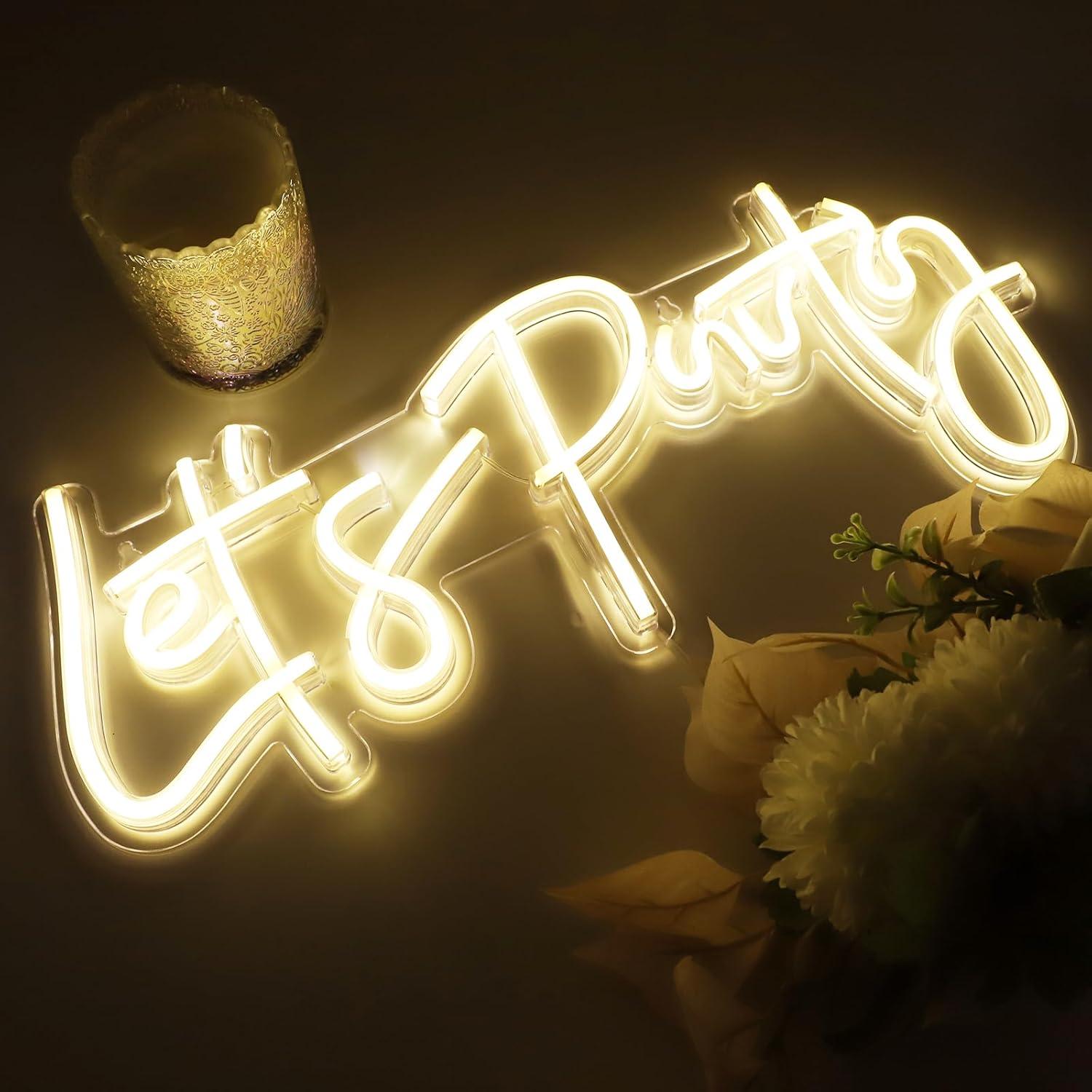 Letrero de Neón LED Vamos a Fiestar 40x18 cm Decoración