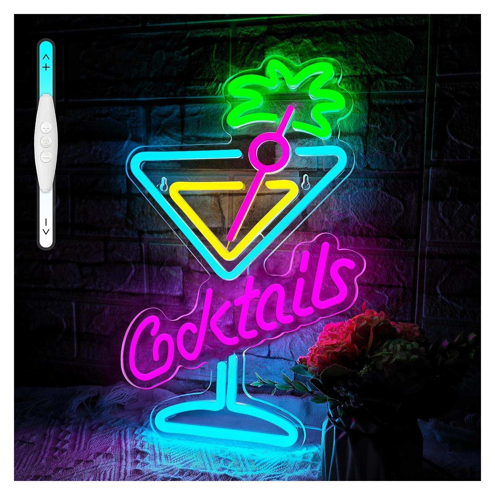 Letrero de Neón LED de Cócteles JIARODEY 25.4x40cm USB