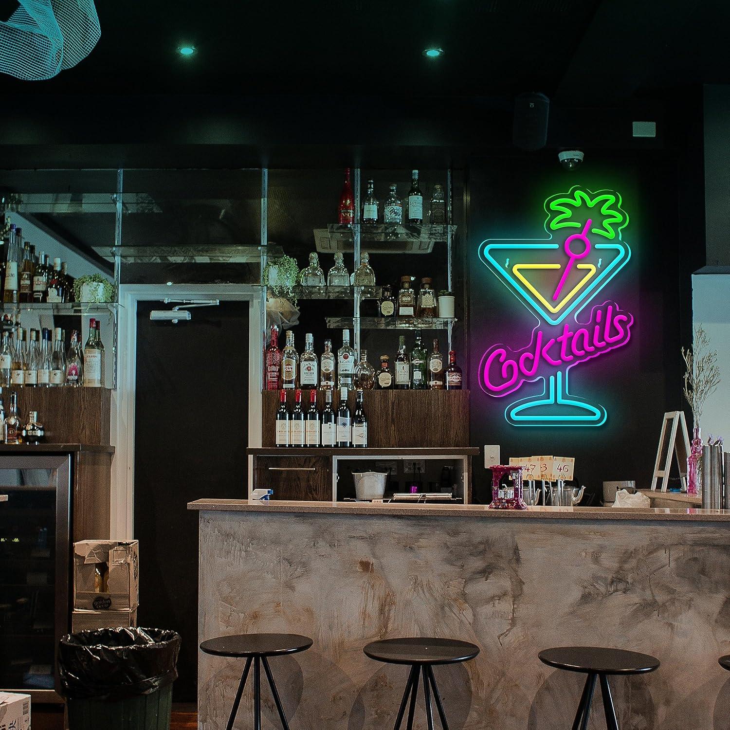 Letrero de Neón LED de Cócteles JIARODEY 25.4x40cm USB