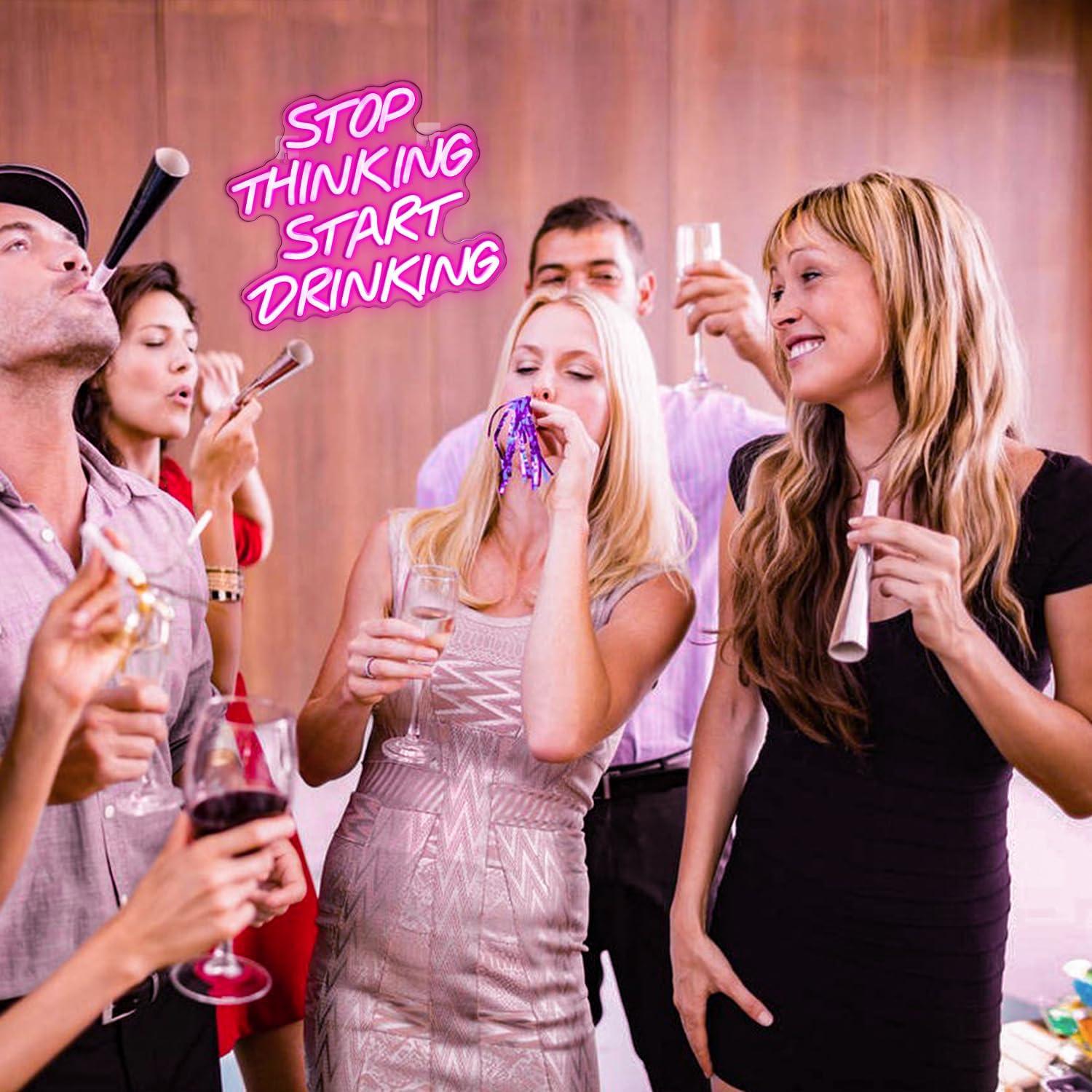 Letrero de Neón Rosa DREAMFORT 'Deja de pensar, empieza a beber'