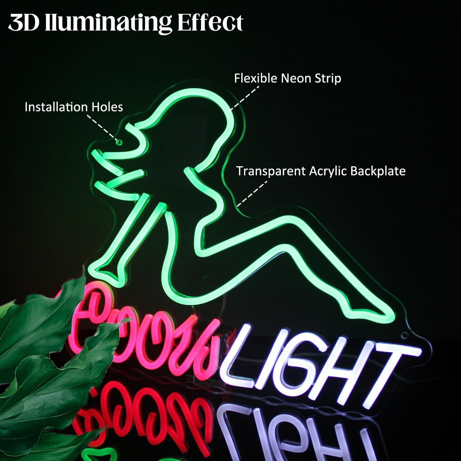 Crs Light Neon Sign Beer LED Signs for Man Cave Bar Decor Green Lady LED Neon Lights Signs Bar Neon Sign Wall Art Neon Light for Bedroom Beer Pub Man Cave Restaurant Party Decor