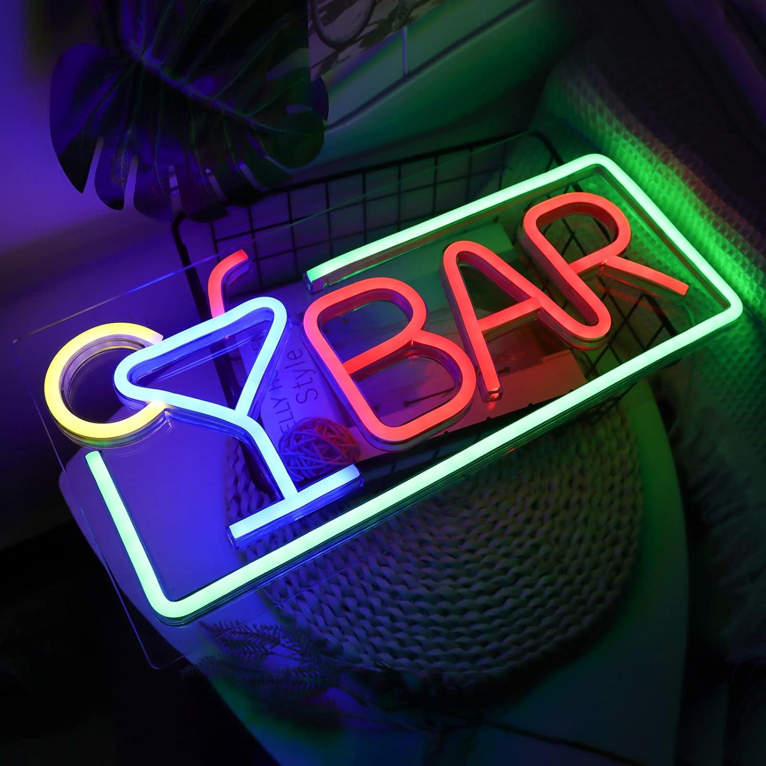 Letrero de Neón LED JFLLamp Bar 42x22 cm para Decoración