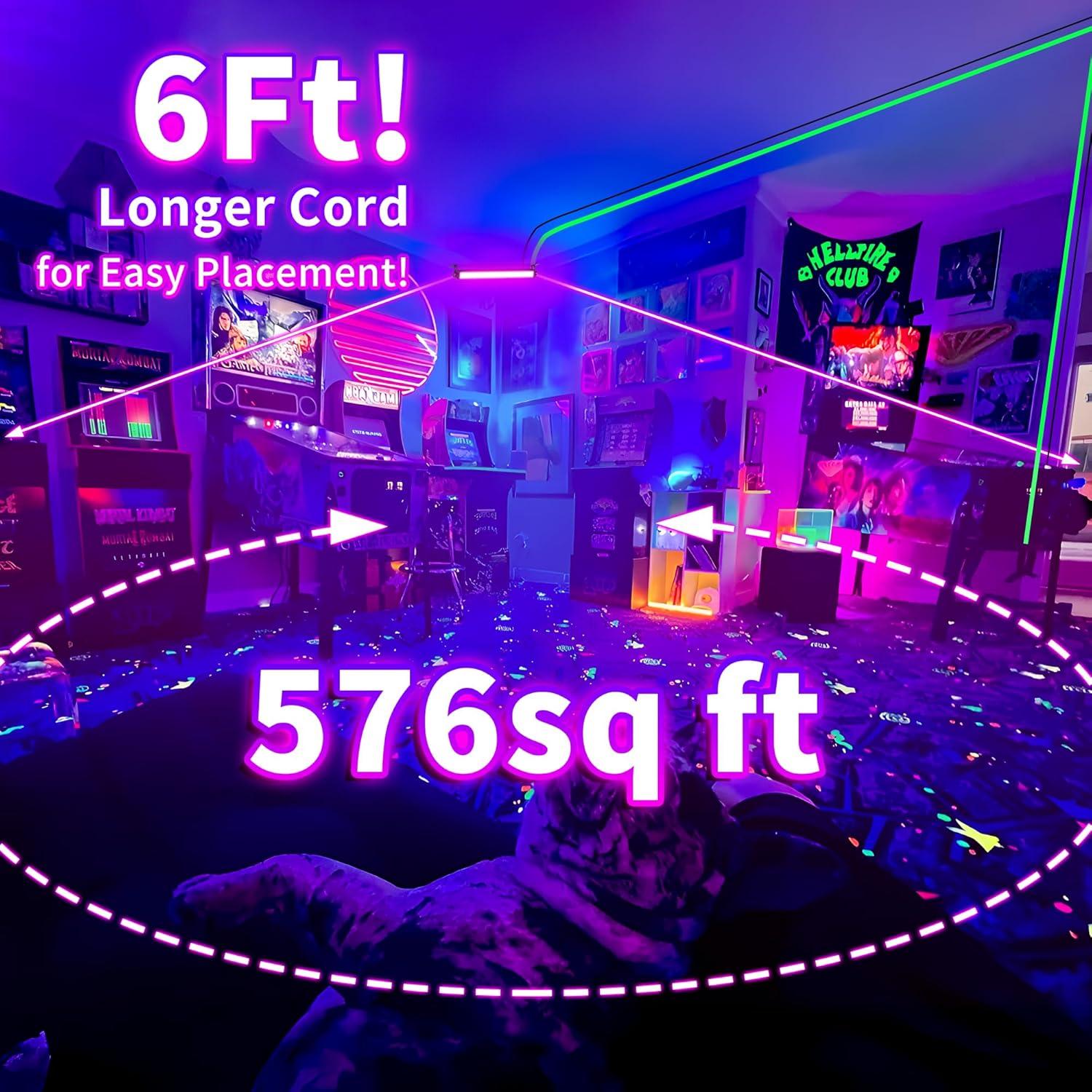 Barra de Luz Negra LED 42W JNGMAIR - Paquete de 2, 1.83m