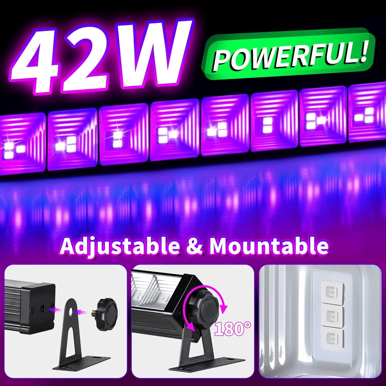 Barra de Luz Negra LED 42W JNGMAIR - Paquete de 2, 1.83m